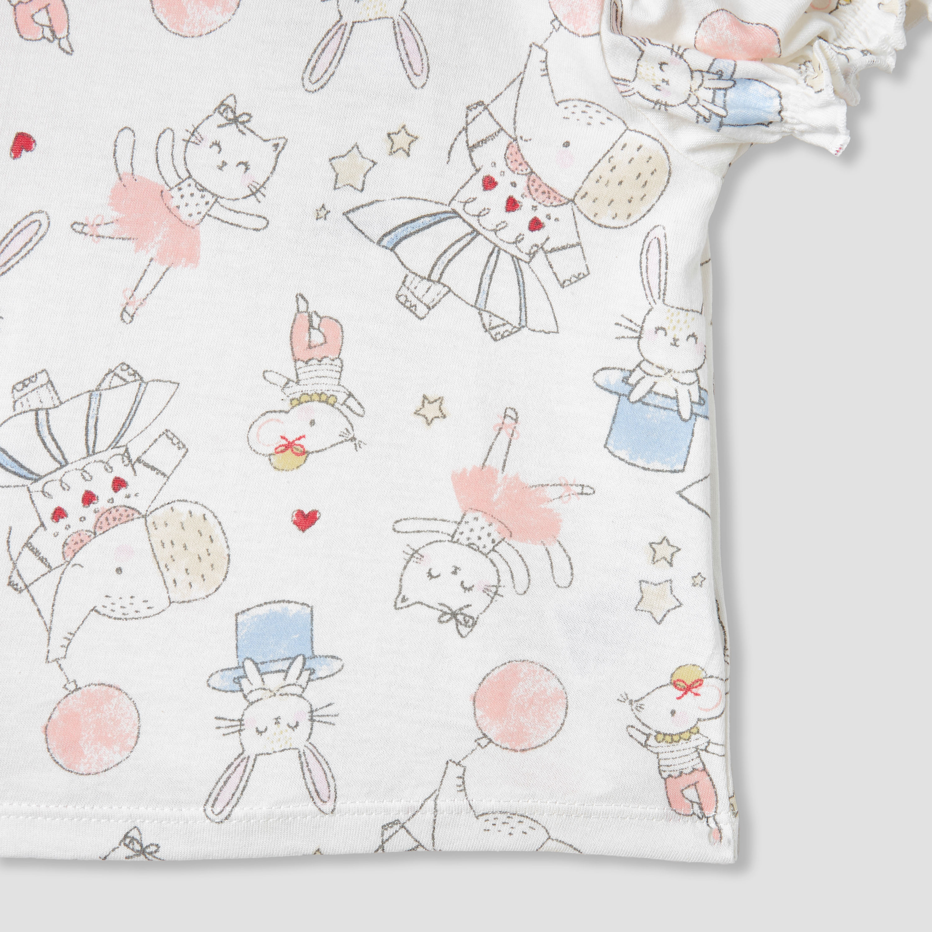 Juniors Printed T-shirt with Puff Sleeves-baby-girls-clothing-tshirts-image-4