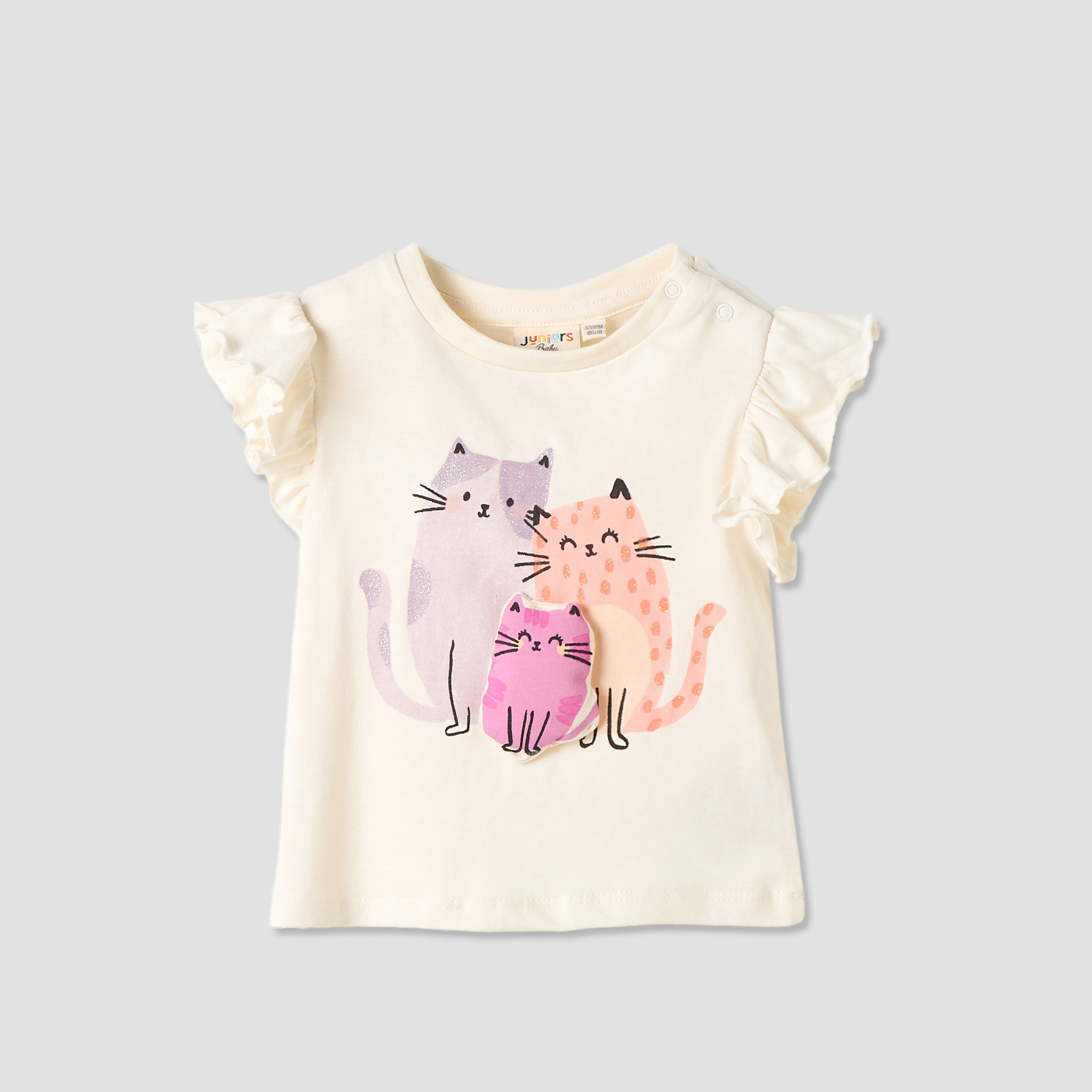 Set of 3 Juniors Round Neck Sleeveless T-shirts with Print-baby-girls-clothing-tshirts-image-3