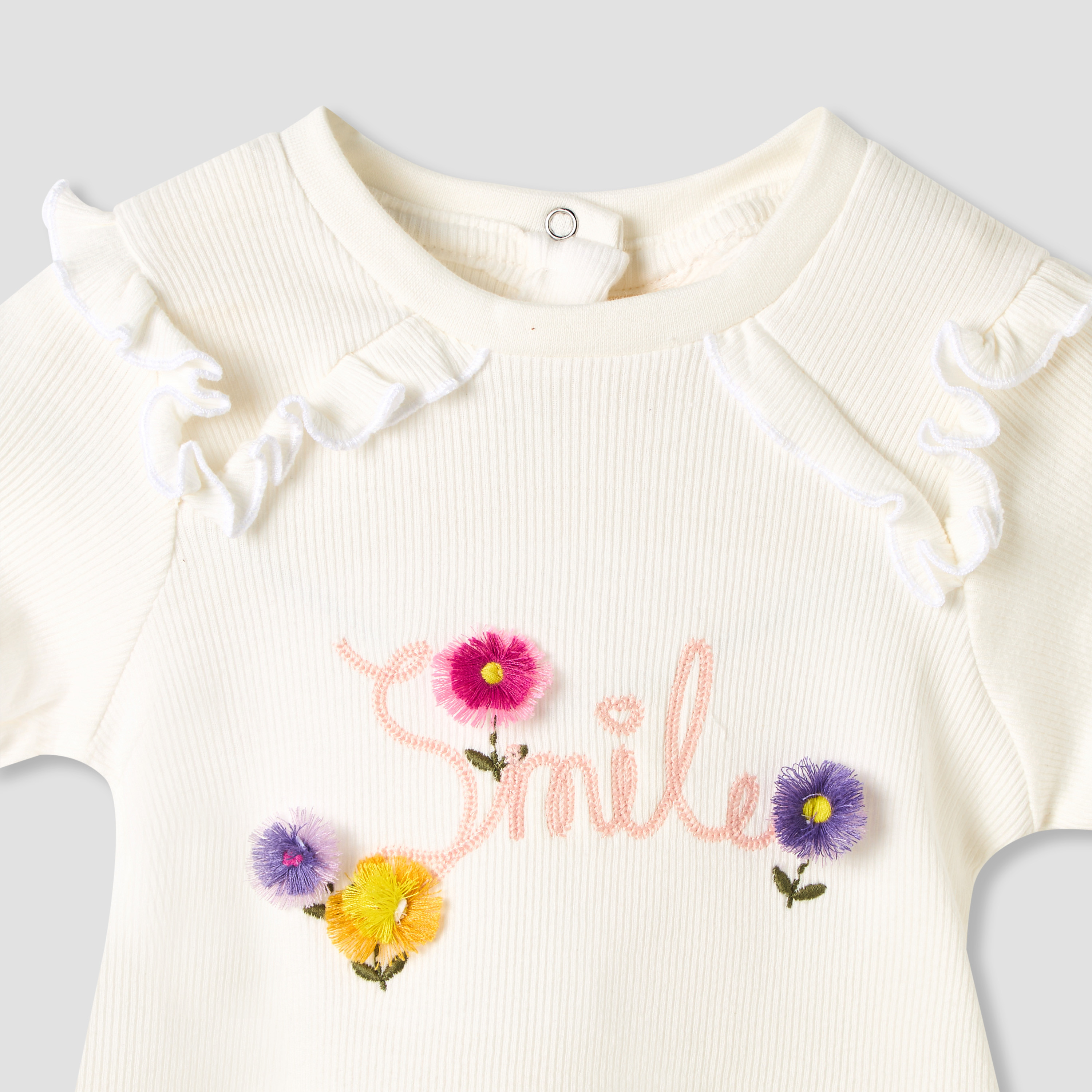 Set of 2 Juniors Round Neck Short Sleeve T-shirts with Floral Print-baby-girls-clothing-tshirts-image-4