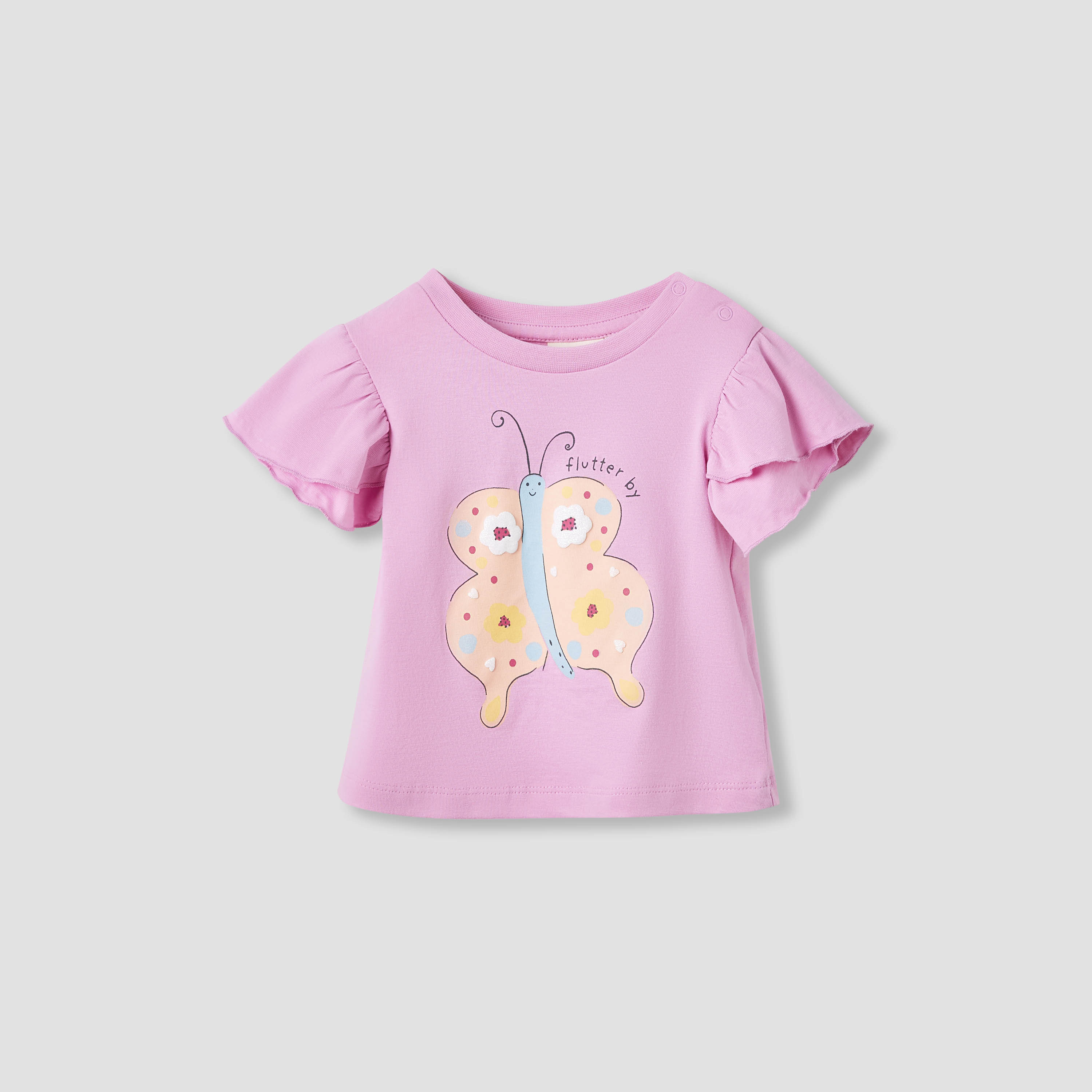 طقم بلوزة بطبعات وأكمام كشكش من جونيورز - قطعتين-baby-girls-clothing-tshirts-image-2