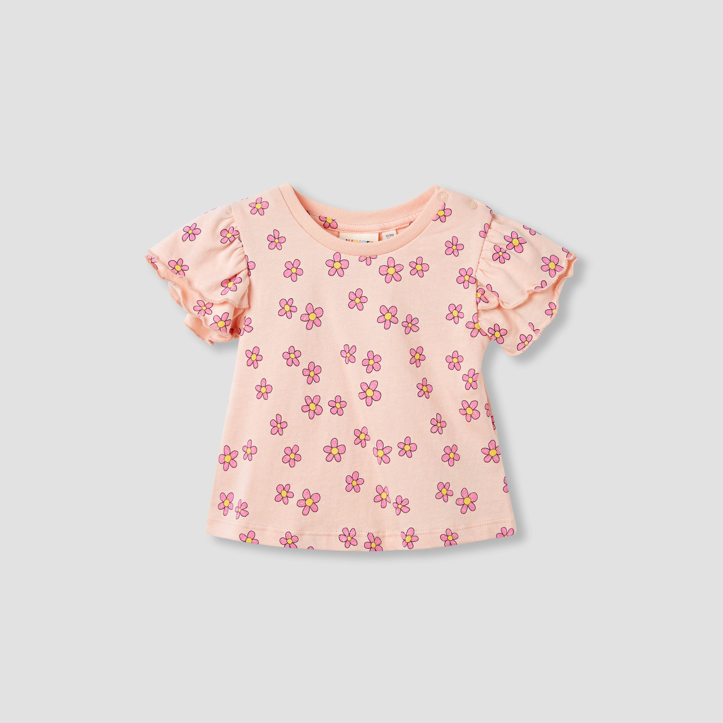 Juniors Printed Top with Ruffle Sleeves - Set of 2-baby-girls-clothing-tshirts-image-3