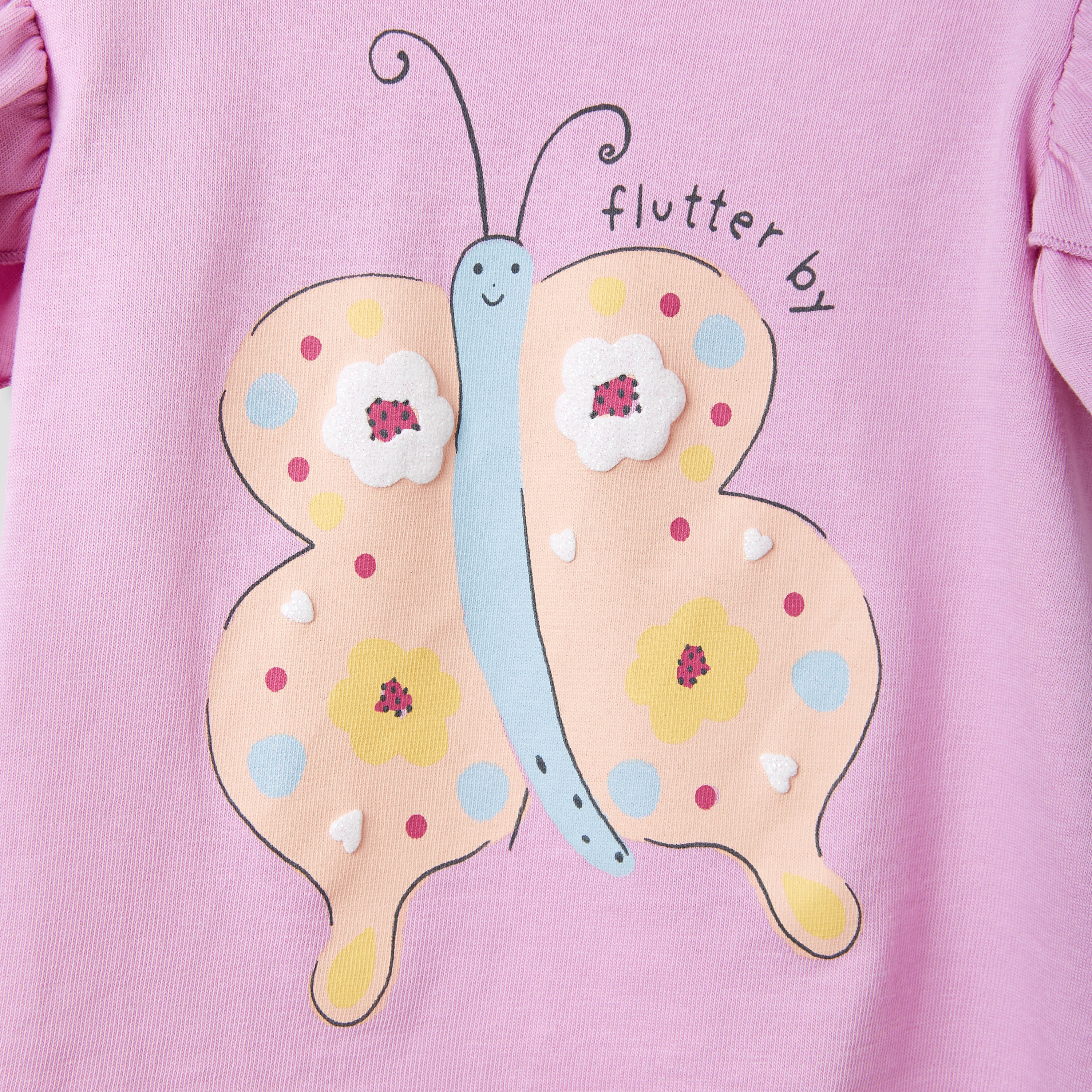Juniors Printed Top with Ruffle Sleeves - Set of 2-baby-girls-clothing-tshirts-image-6