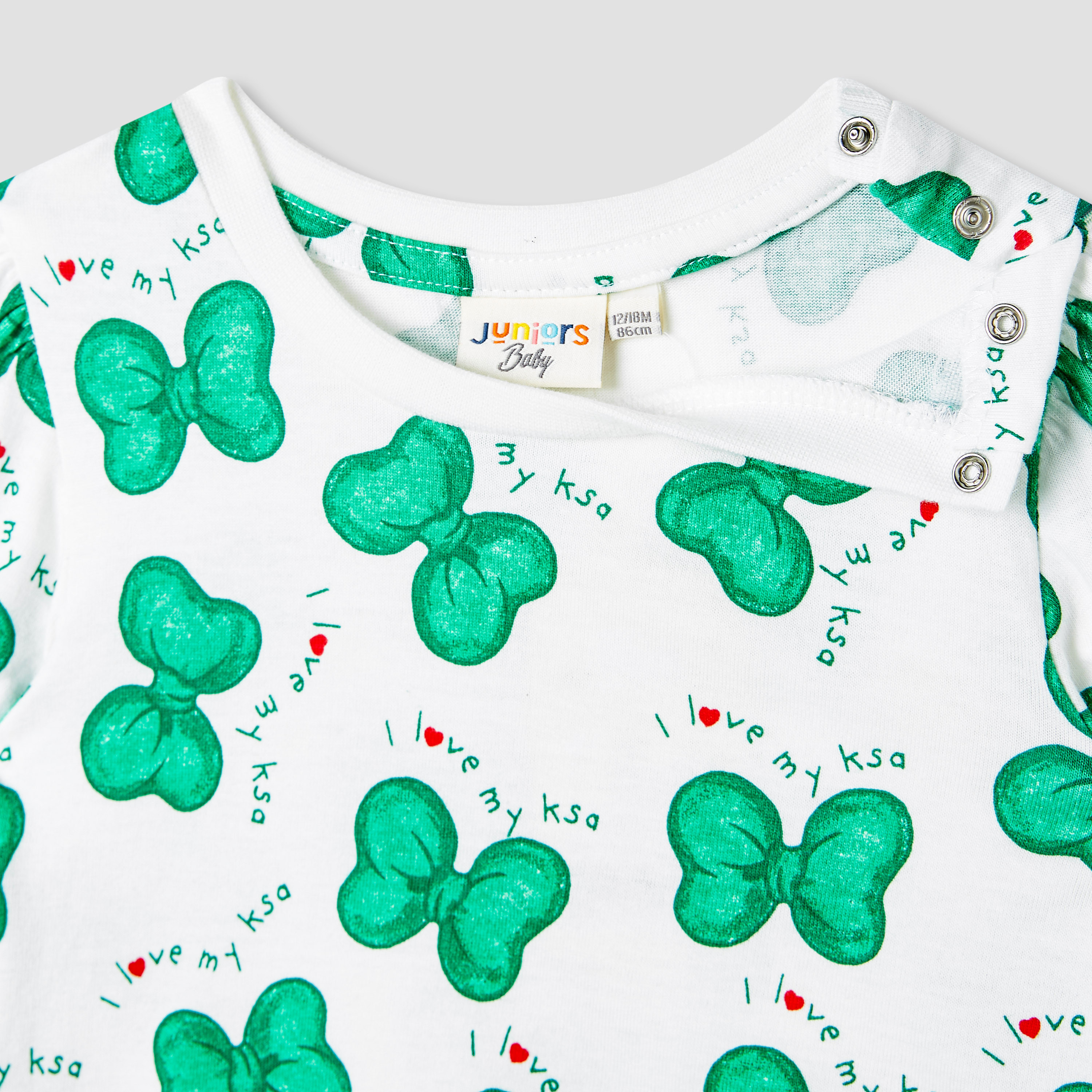 بلوزة بطبعات اليوم الوطني السعودي وأكمام منفوخة من جونيورز-baby-girls-clothing-tshirts-image-3