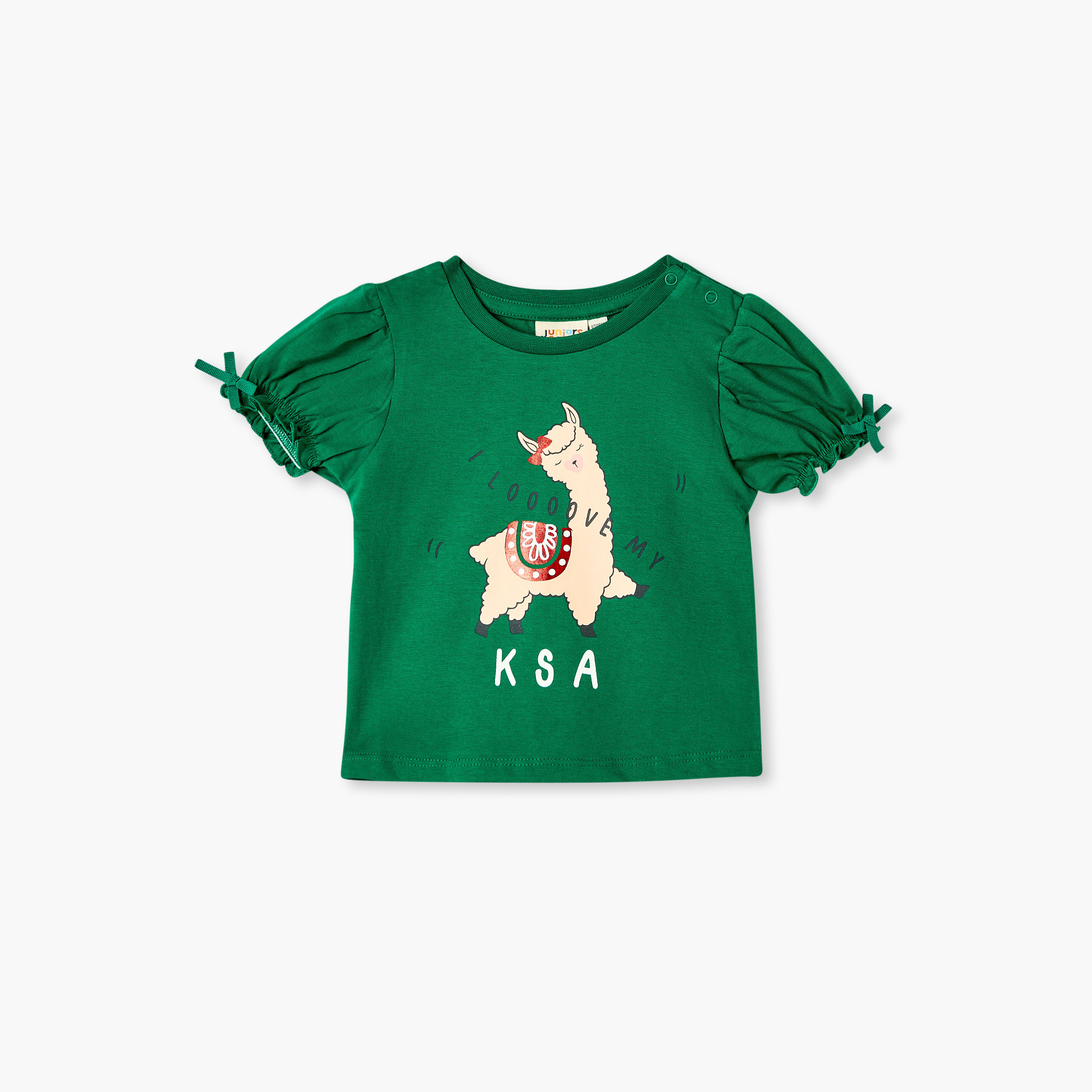 تيشيرت بطبعات وأكمام كاب من جونيورز-baby-girls-clothing-tshirts-image-1