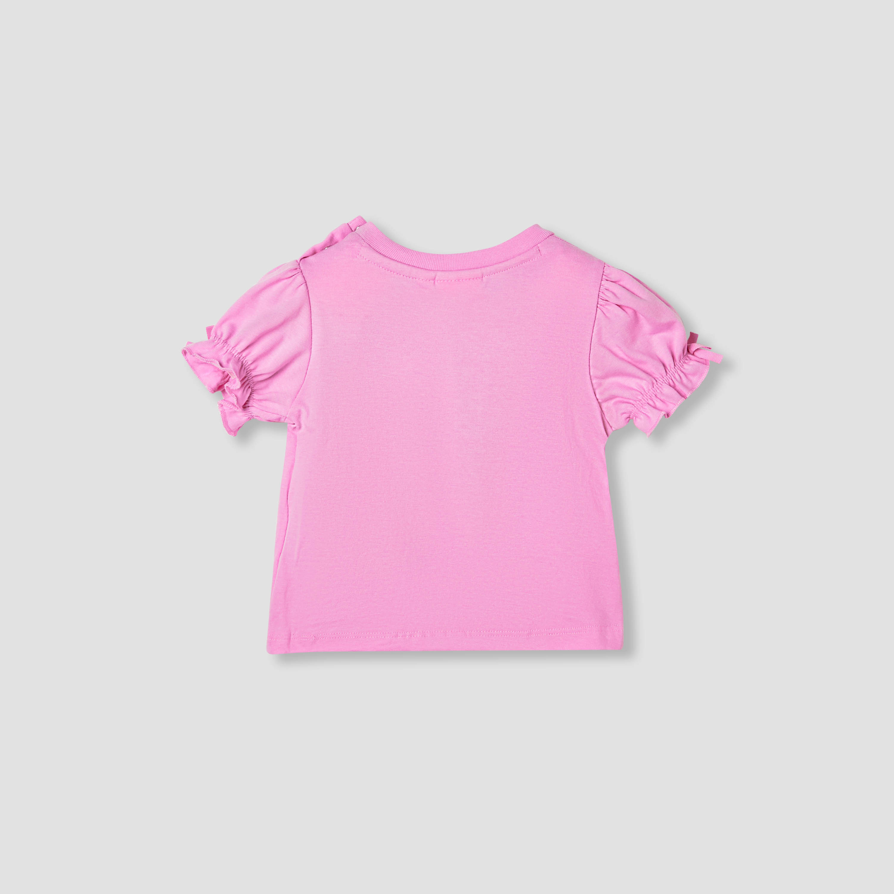 Juniors Solid T-shirt with Puff Sleeves-baby-girls-clothing-tshirts-image-2