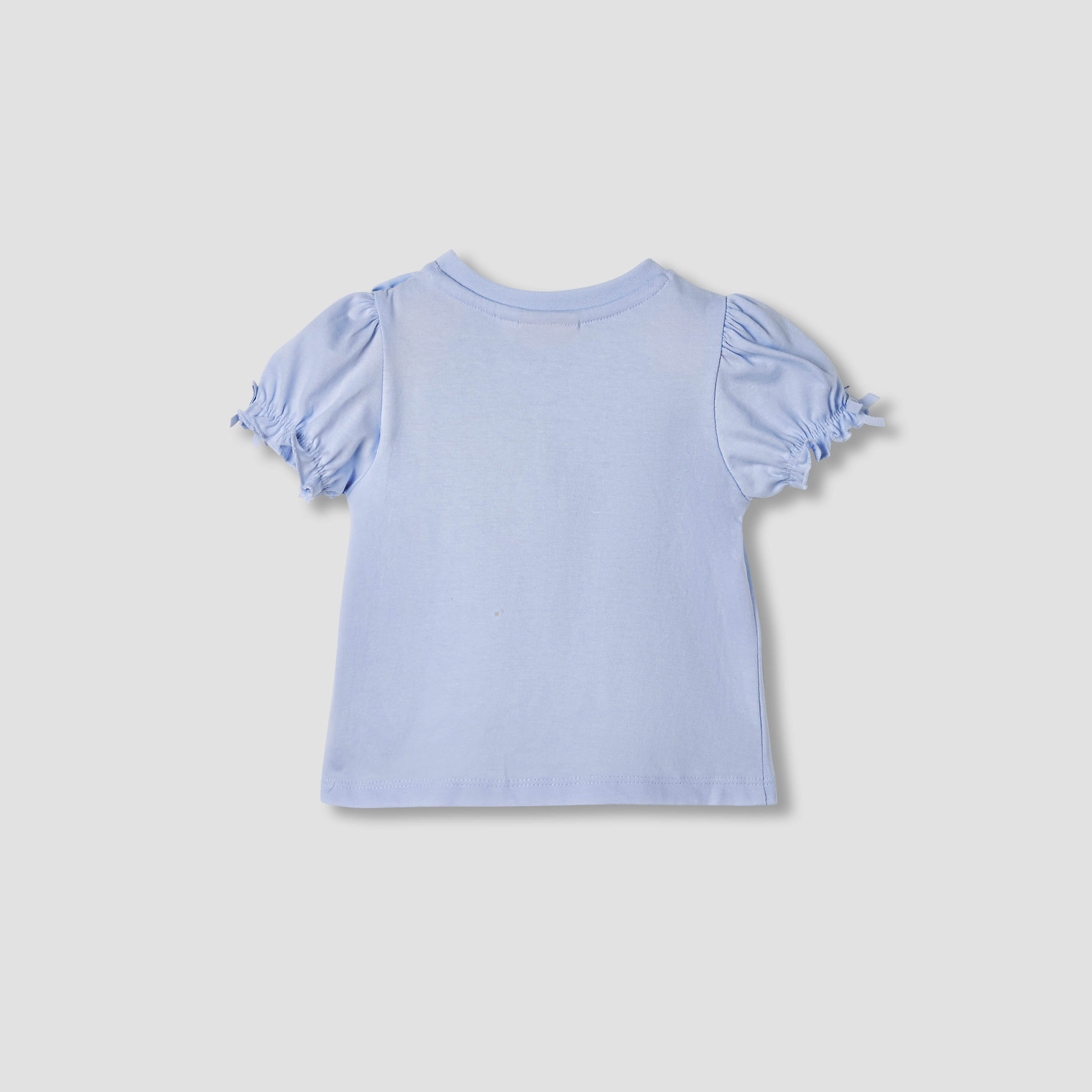 Juniors Solid T-shirt with Puff Sleeves-baby-girls-clothing-tshirts-image-2