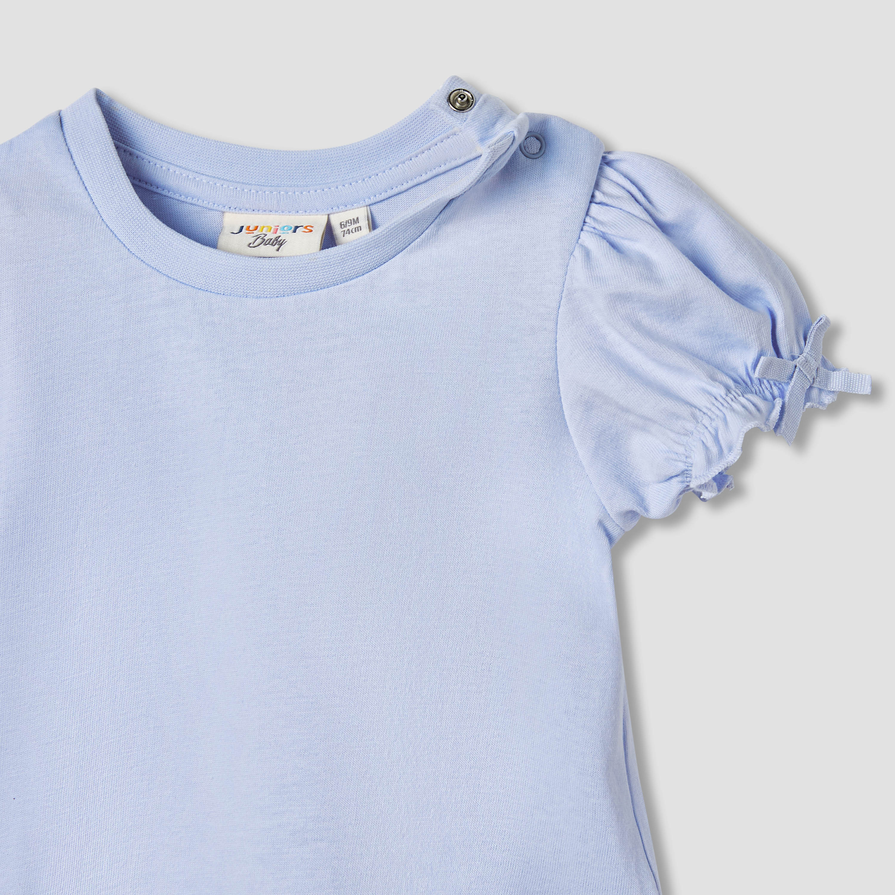 Juniors Solid T-shirt with Puff Sleeves-baby-girls-clothing-tshirts-image-3
