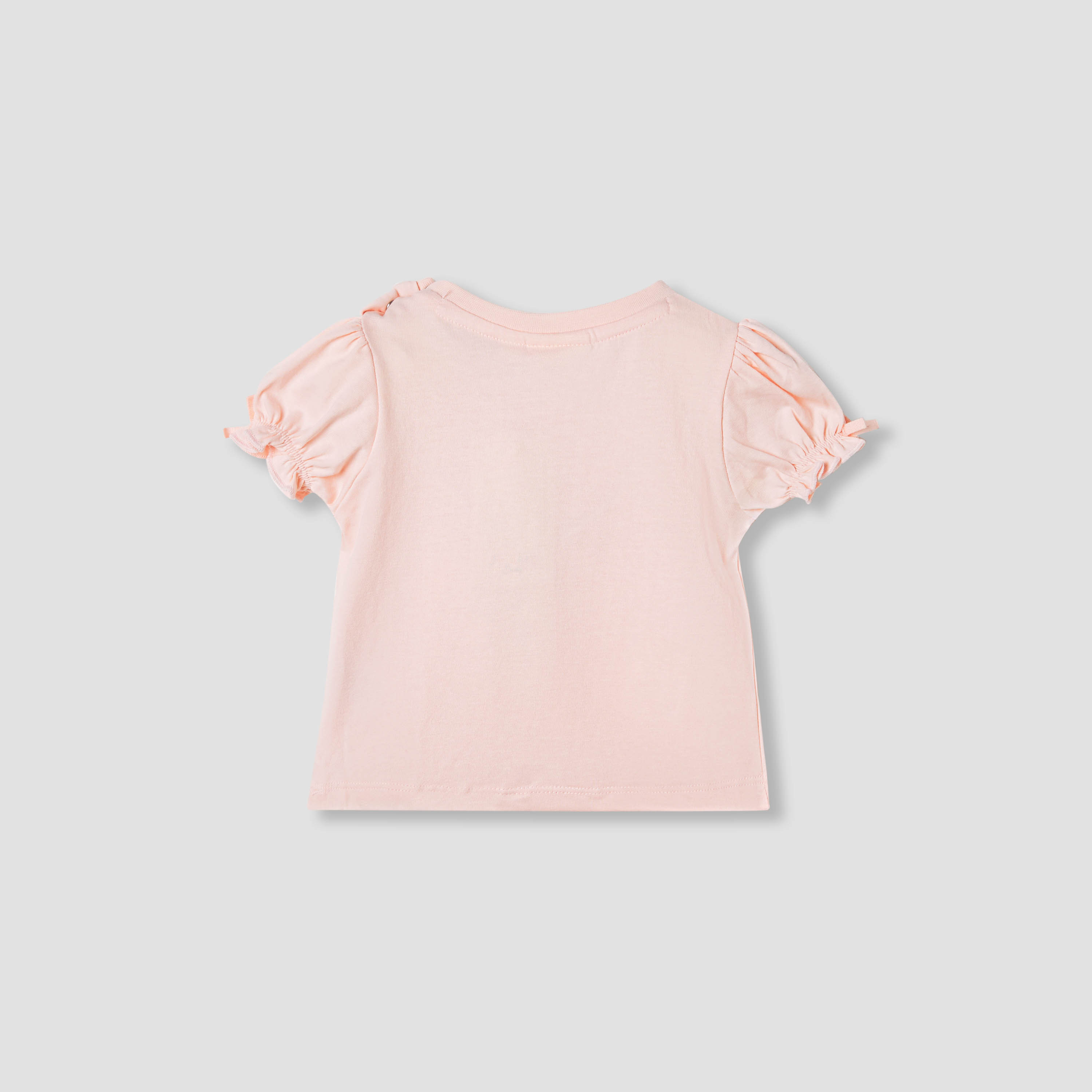 Juniors Solid T-shirt with Puff Sleeves-baby-girls-clothing-tshirts-image-2
