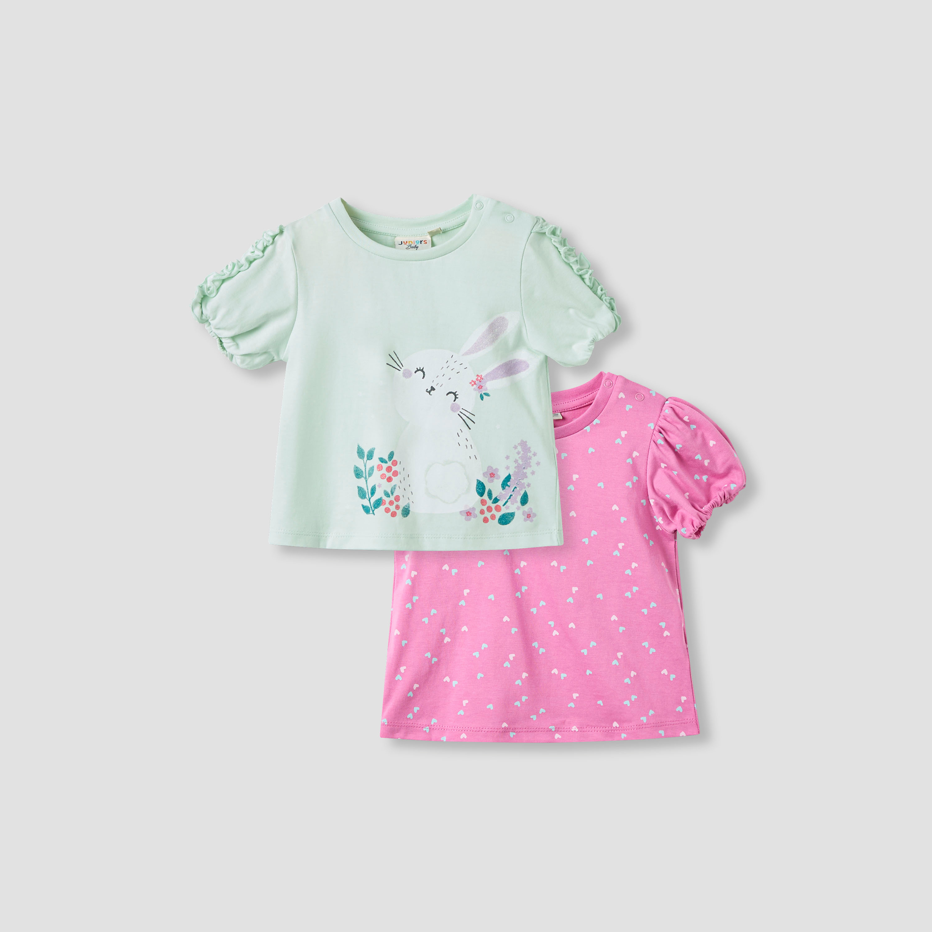 Juniors Printed T-shirt with Short Sleeves - Set of 2-baby-girls-clothing-tshirts-image-1