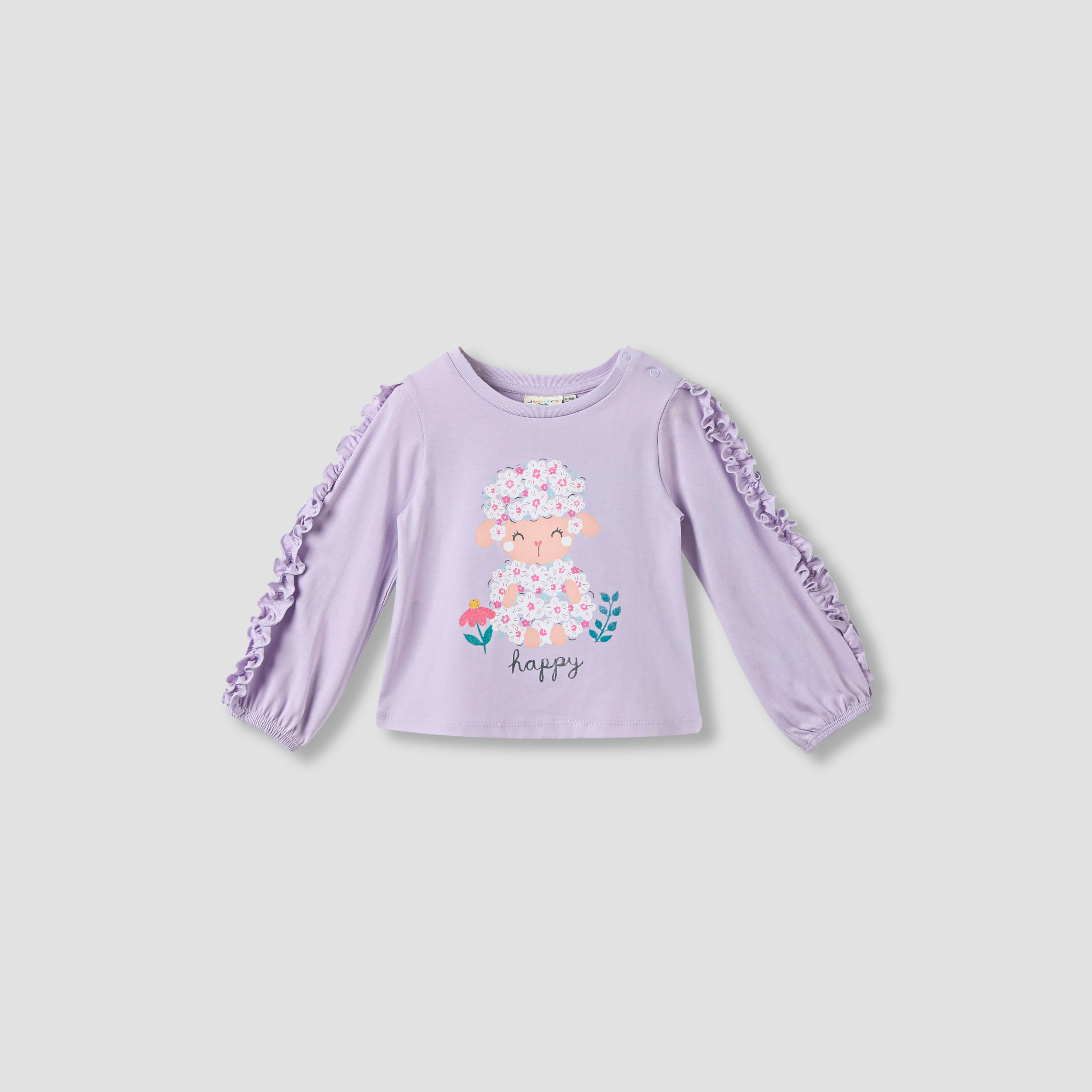 Juniors Printed T-shirt with Long Sleeves - Set of 2-baby-girls-clothing-tshirts-image-3