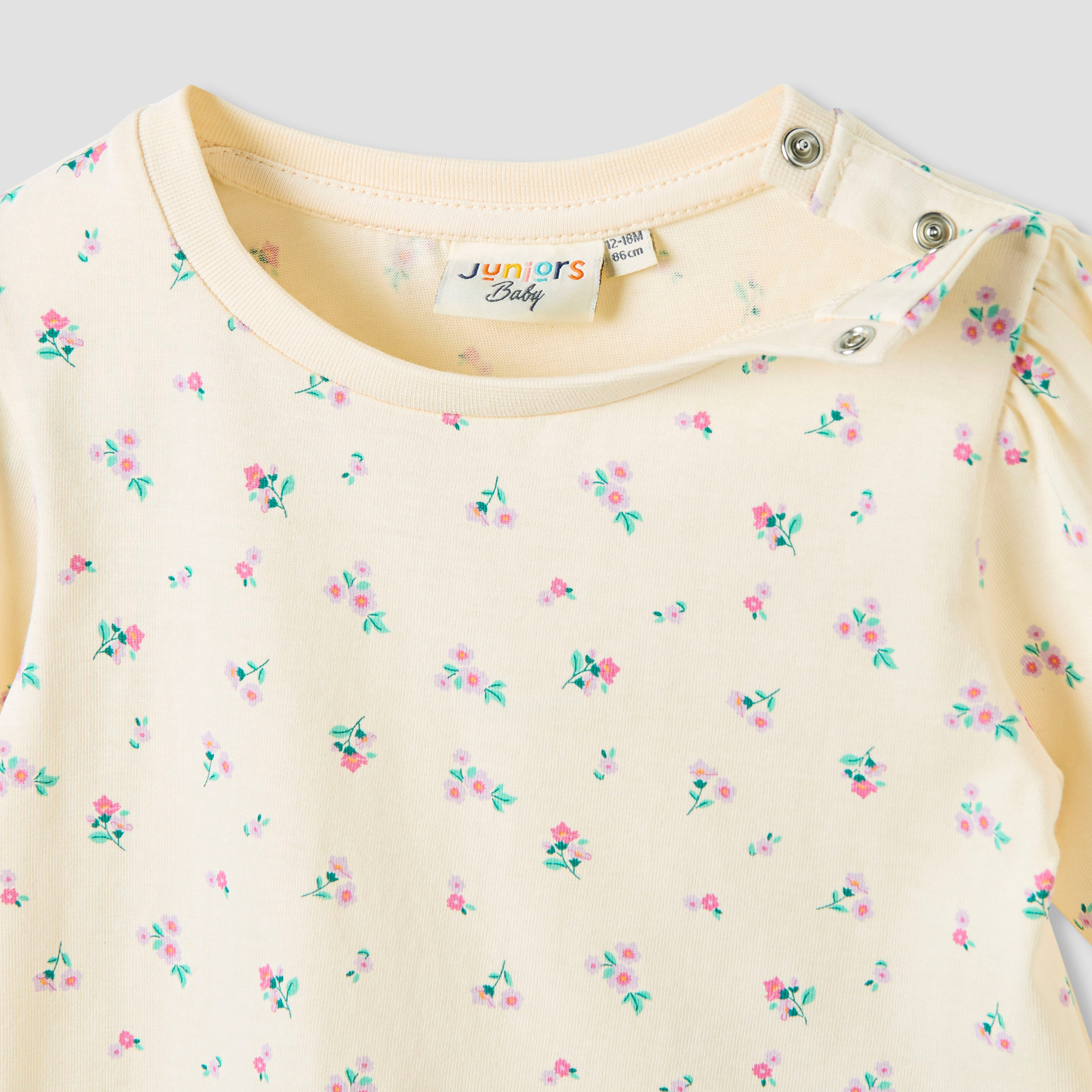 Juniors Printed T-shirt with Long Sleeves - Set of 2-baby-girls-clothing-tshirts-image-4
