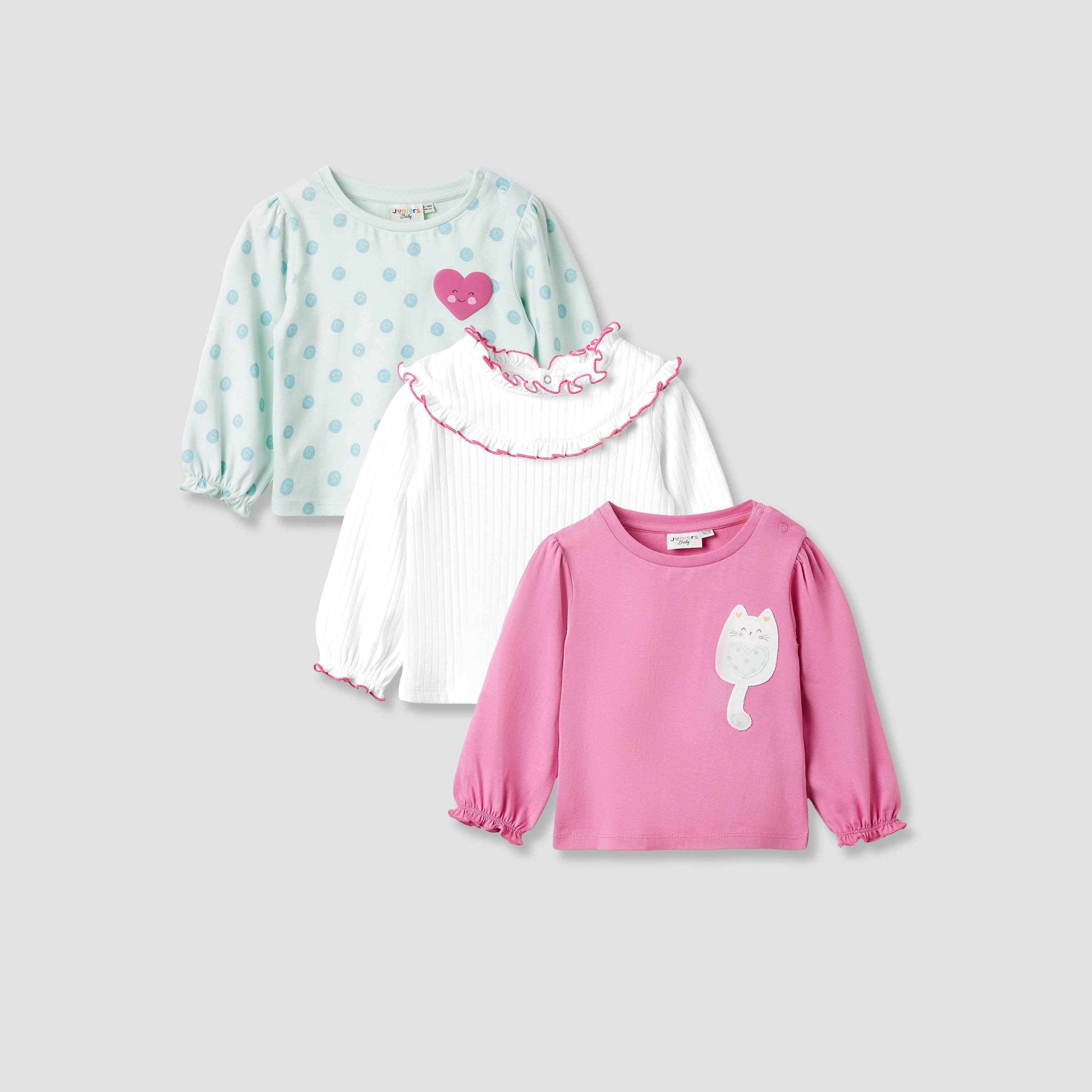 طقم بلوزات بأكمام طويلة بطبعات من جونيورز - 3 قطع-baby-girls-clothing-blousesandshirts-image-7