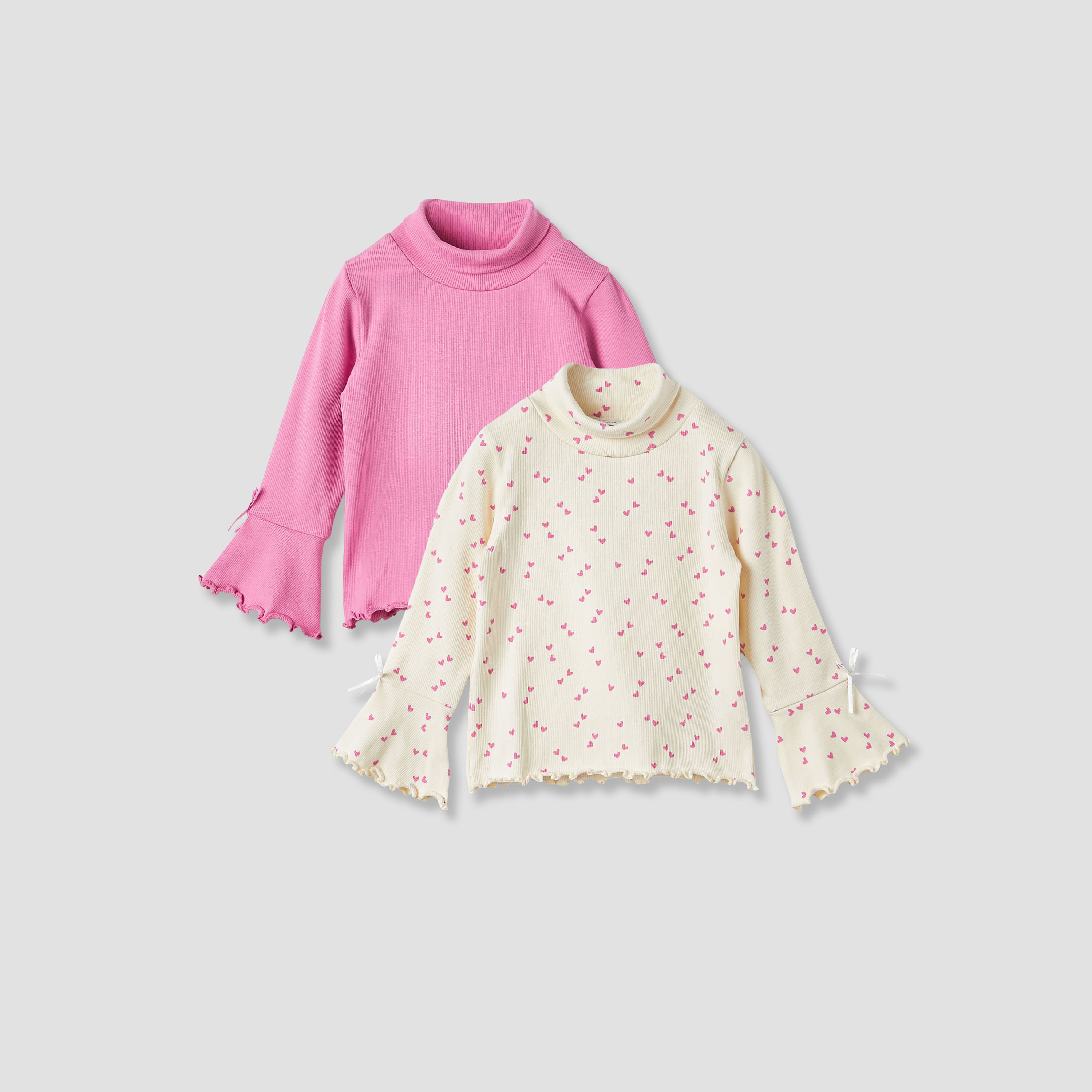 Juniors Assorted Turtleneck T-shirt with Long Sleeves - Set of 2-baby-girls-clothing-tshirts-image-1