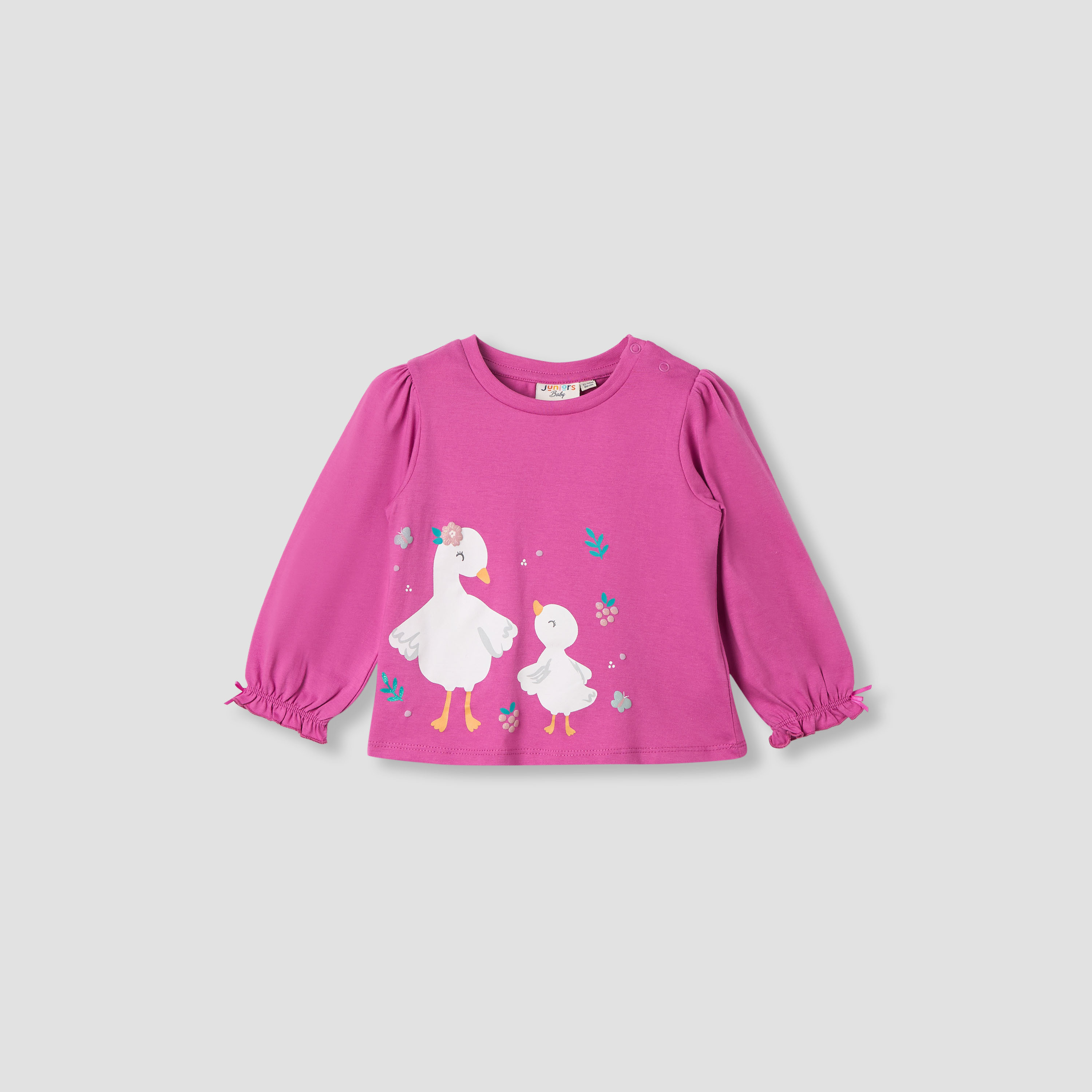 Juniors Printed T-shirt with Long Sleeves-baby-girls-clothing-tshirts-image-1