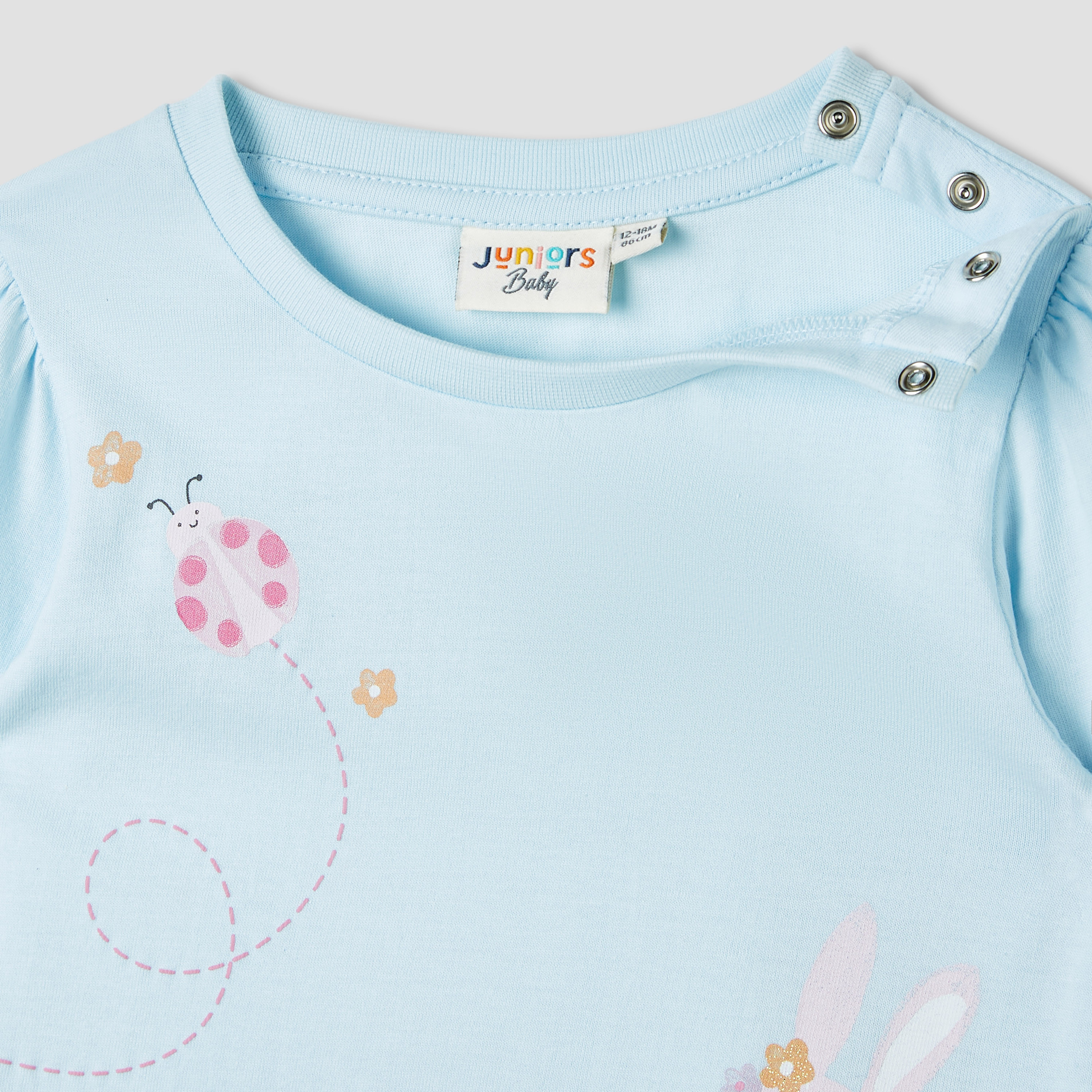 Juniors Printed T-shirt with Long Sleeves-baby-girls-clothing-tshirts-image-3