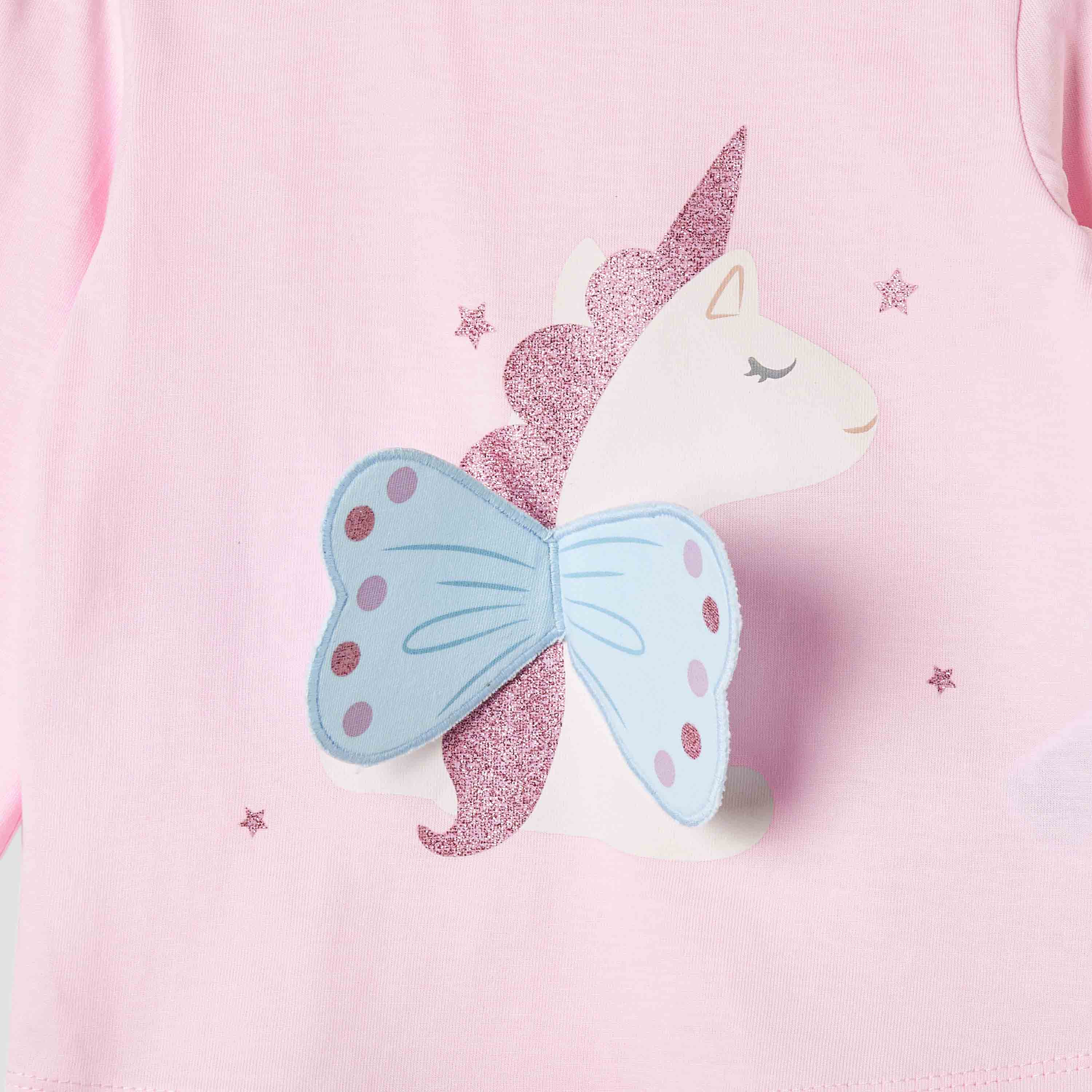 Juniors Unicorn Print Top with Long Sleeves-baby-girls-clothing-tshirts-image-3
