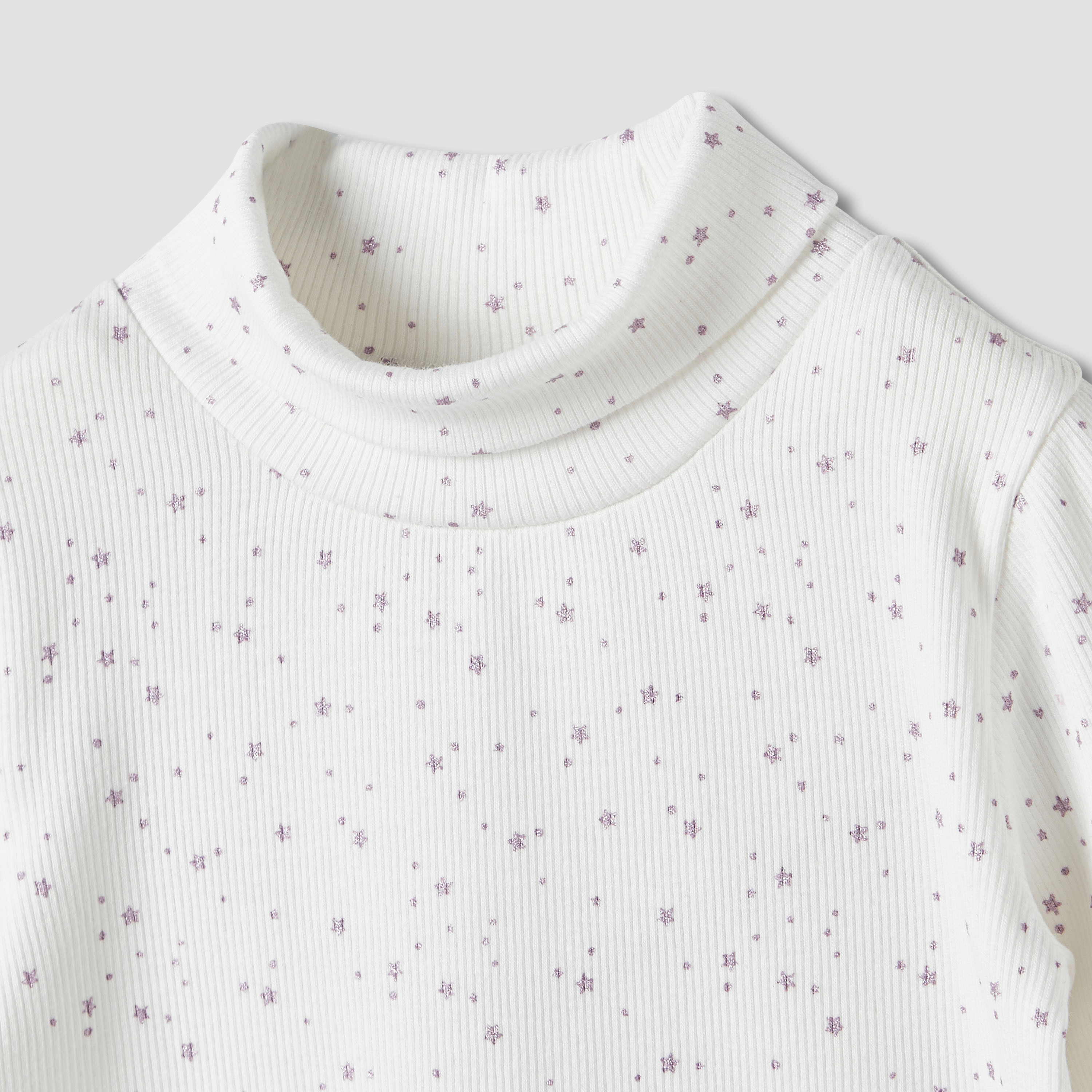 تيشيرت بياقة عالية وأكمام طويلة وتفاصيل فيونكة من جونيورز - طقم من 2-baby-girls-clothing-tshirts-image-2