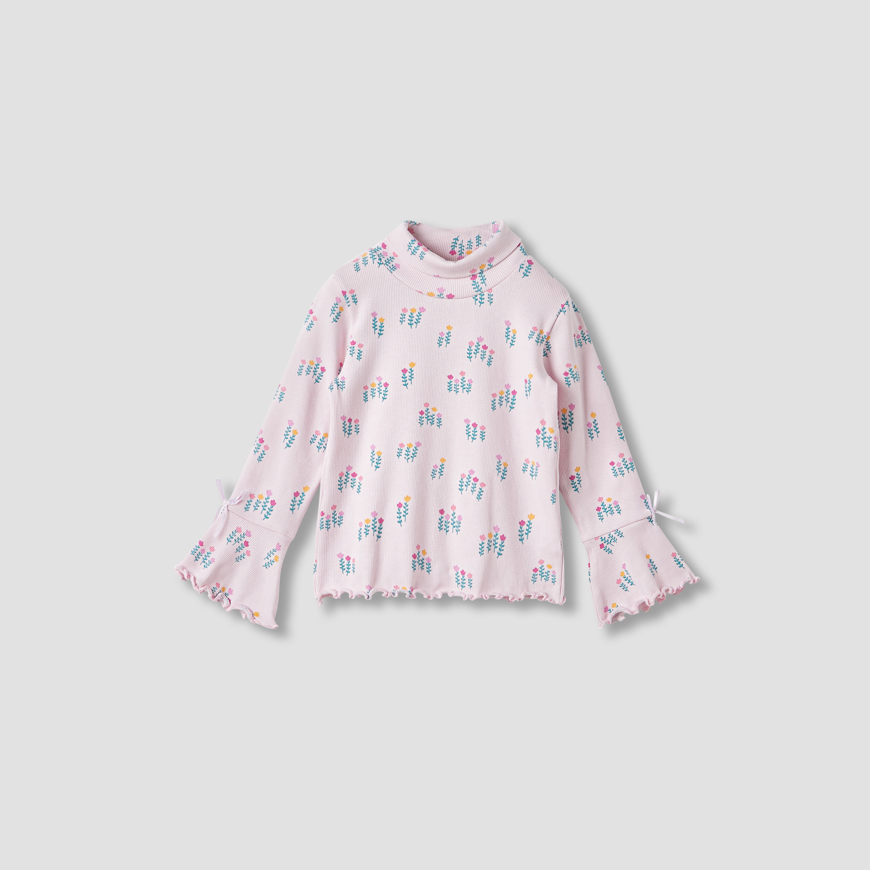 Juniors Bow Detail Top with Turtleneck and Long Sleeves - Set of 2-baby-girls-clothing-tshirts-image-3