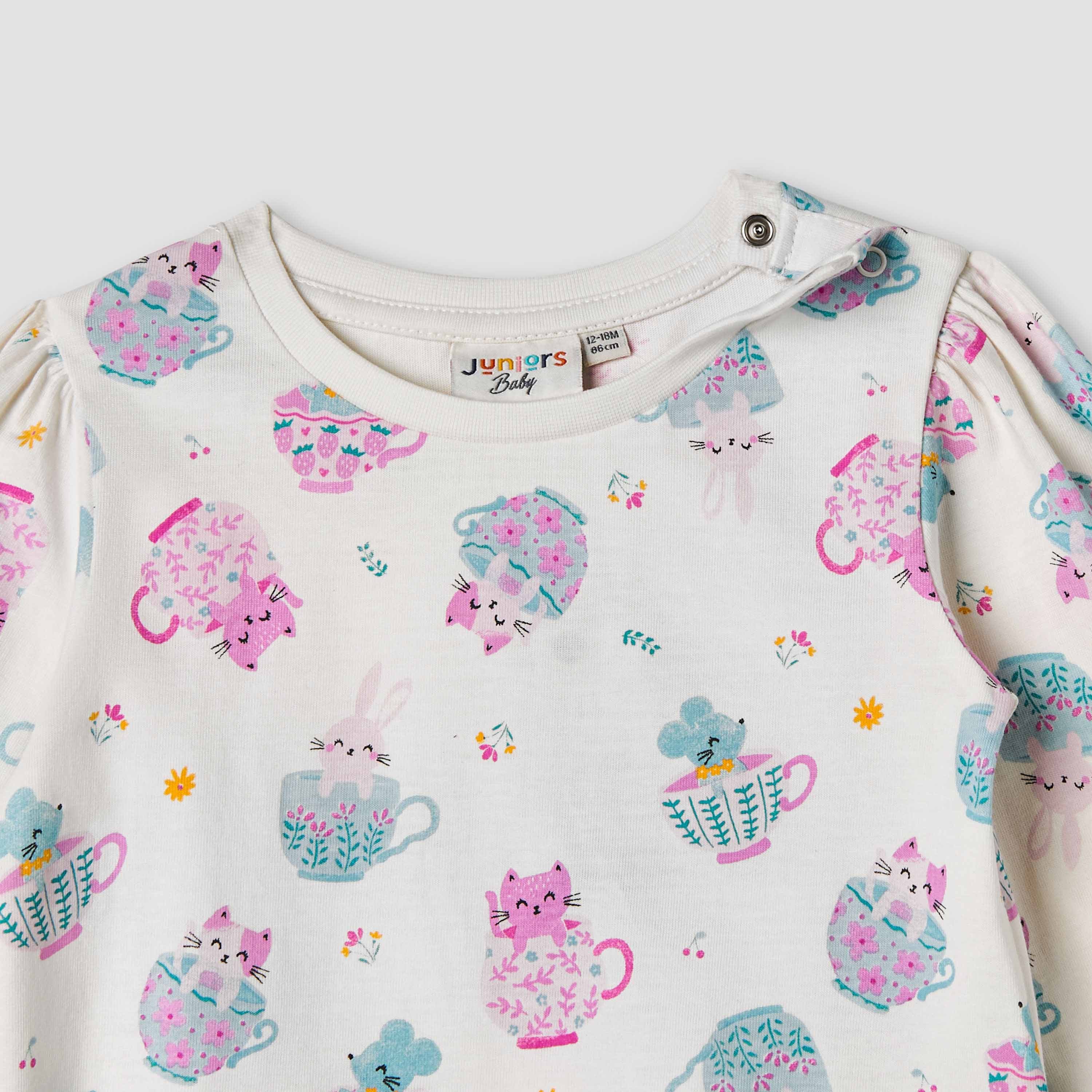 Juniors Printed Top with Long Sleeves-baby-girls-clothing-tshirts-image-3
