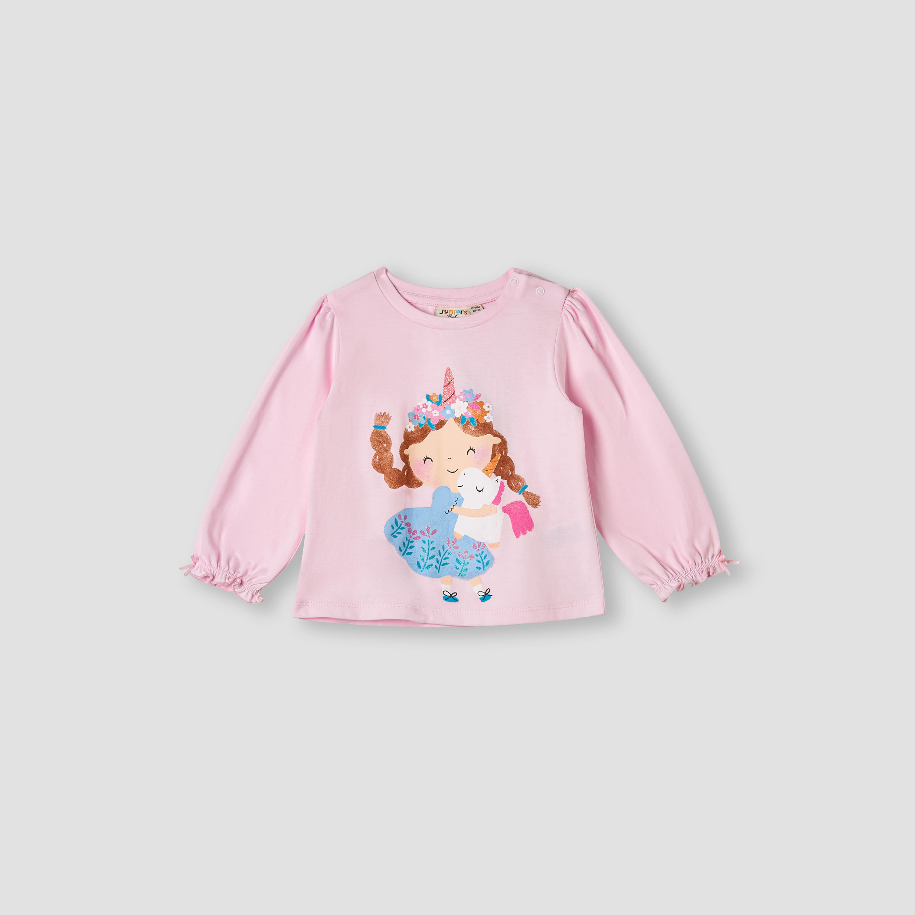 Juniors Unicorn Print T-shirt-baby-girls-clothing-tshirts-image-1
