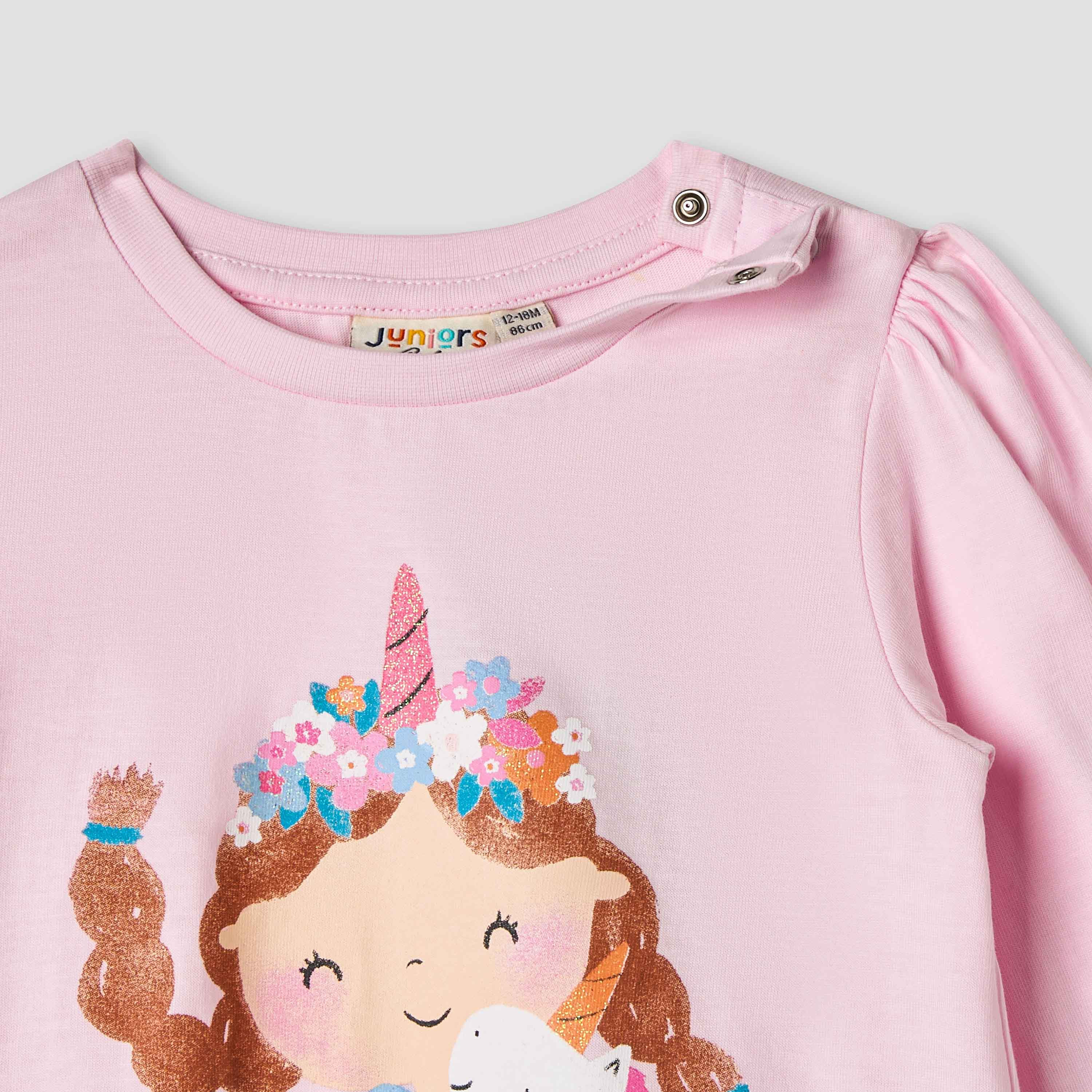 Juniors Unicorn Print T-shirt-baby-girls-clothing-tshirts-image-3