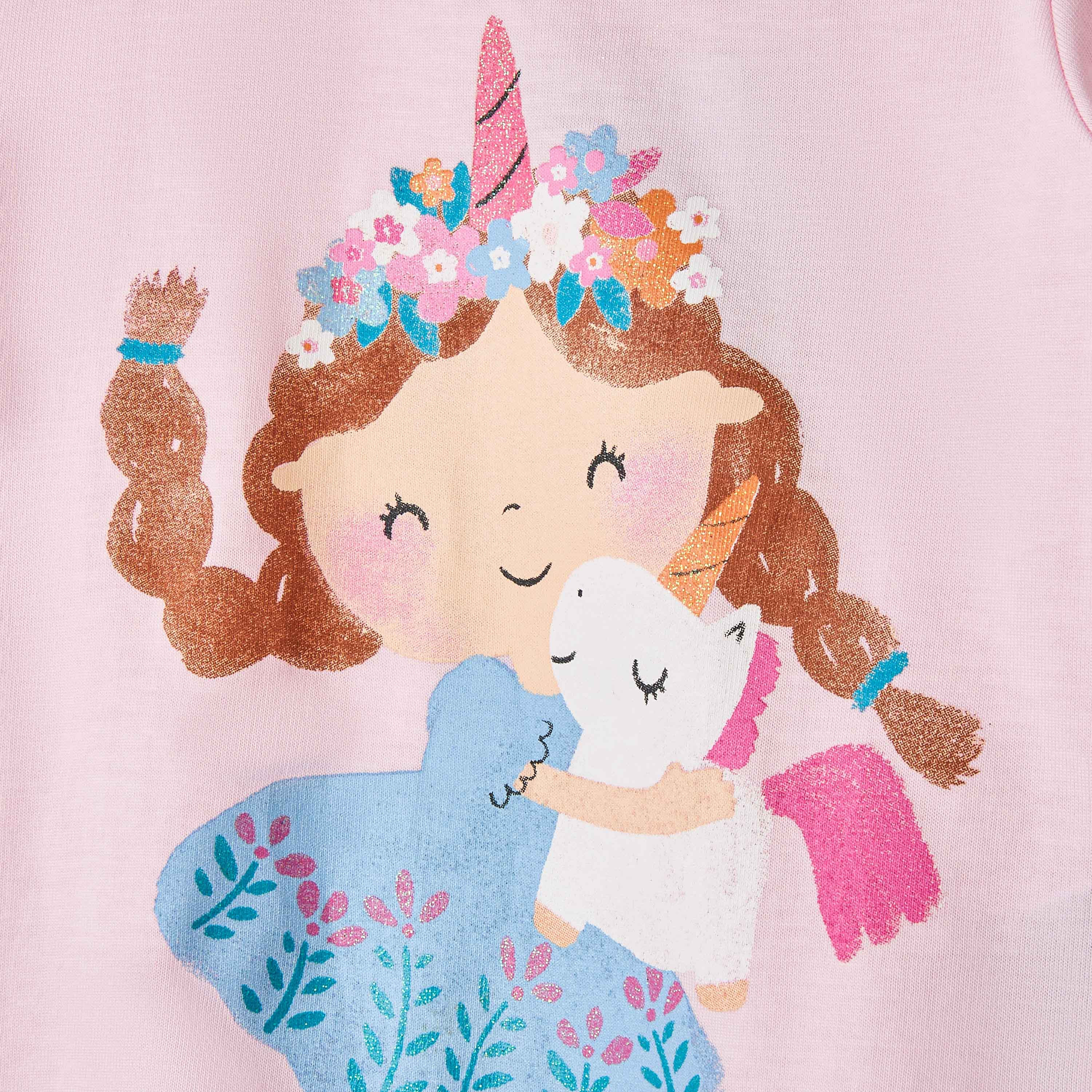 Juniors Unicorn Print T-shirt-baby-girls-clothing-tshirts-image-5