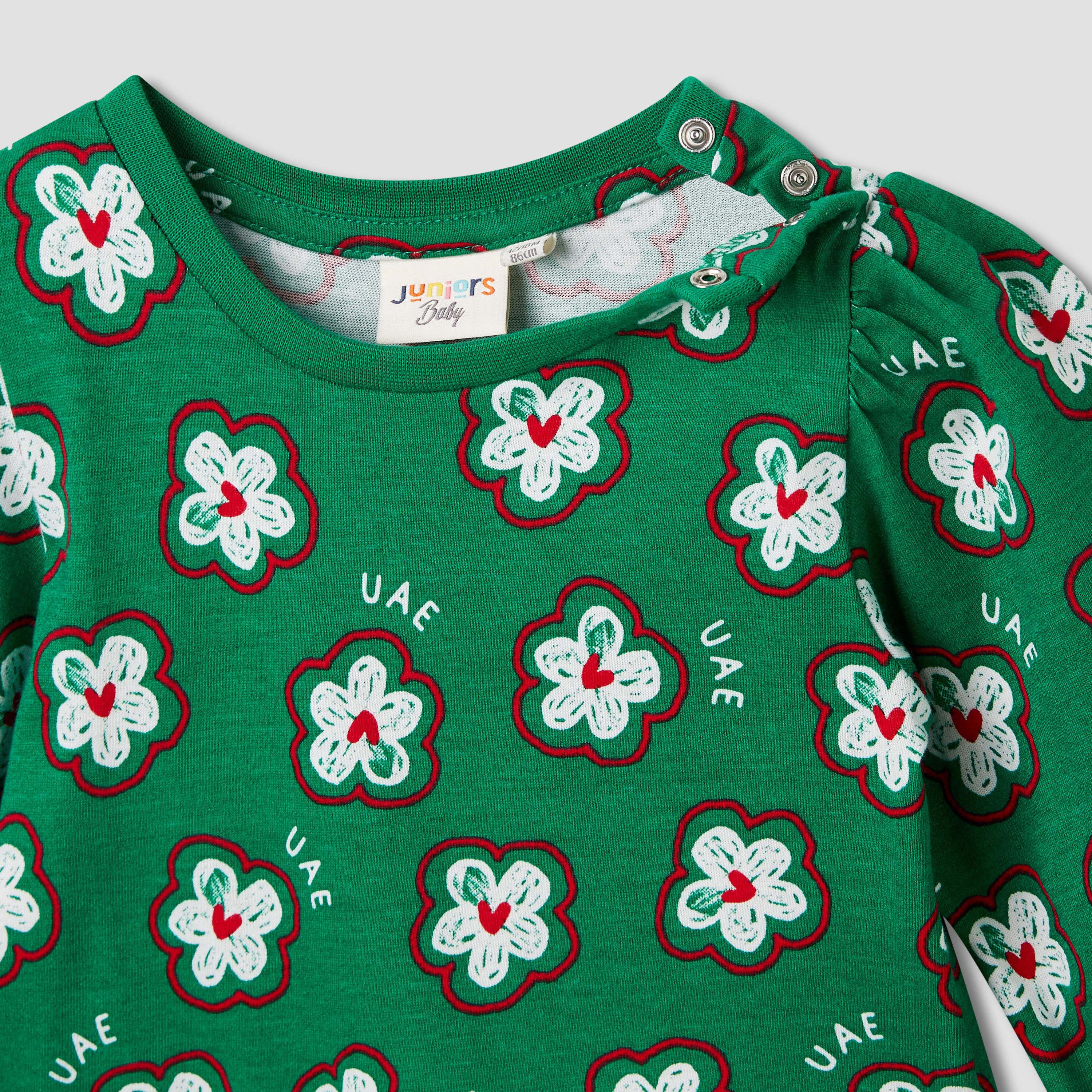 بلوزة بطبعات اليوم الوطني الإماراتي وأكمام طويلة من جونيورز-baby-girls-clothing-tshirts-image-3