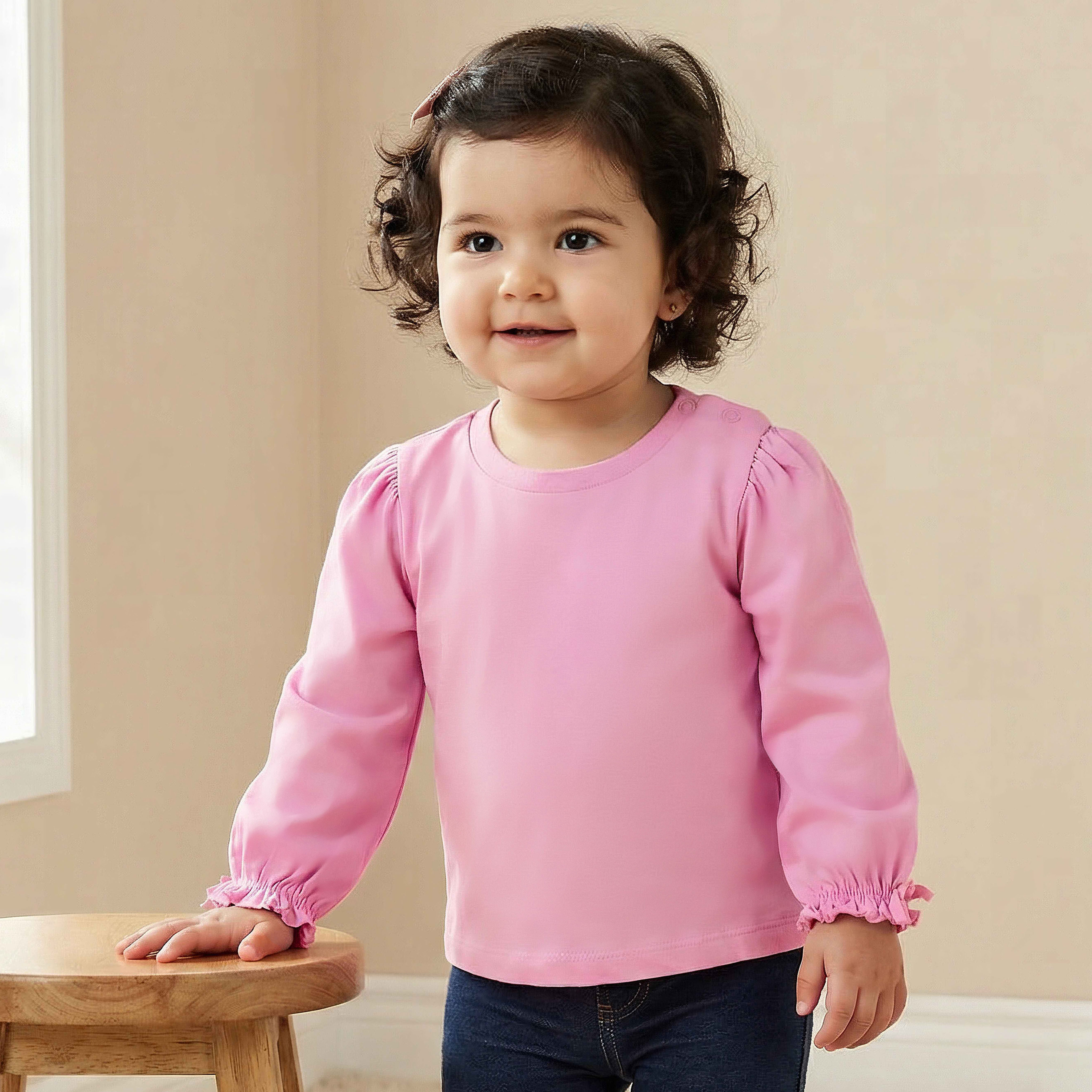 تيشيرت سادة بأكمام طويلة من جونيورز-baby-girls-clothing-tshirts-image-1