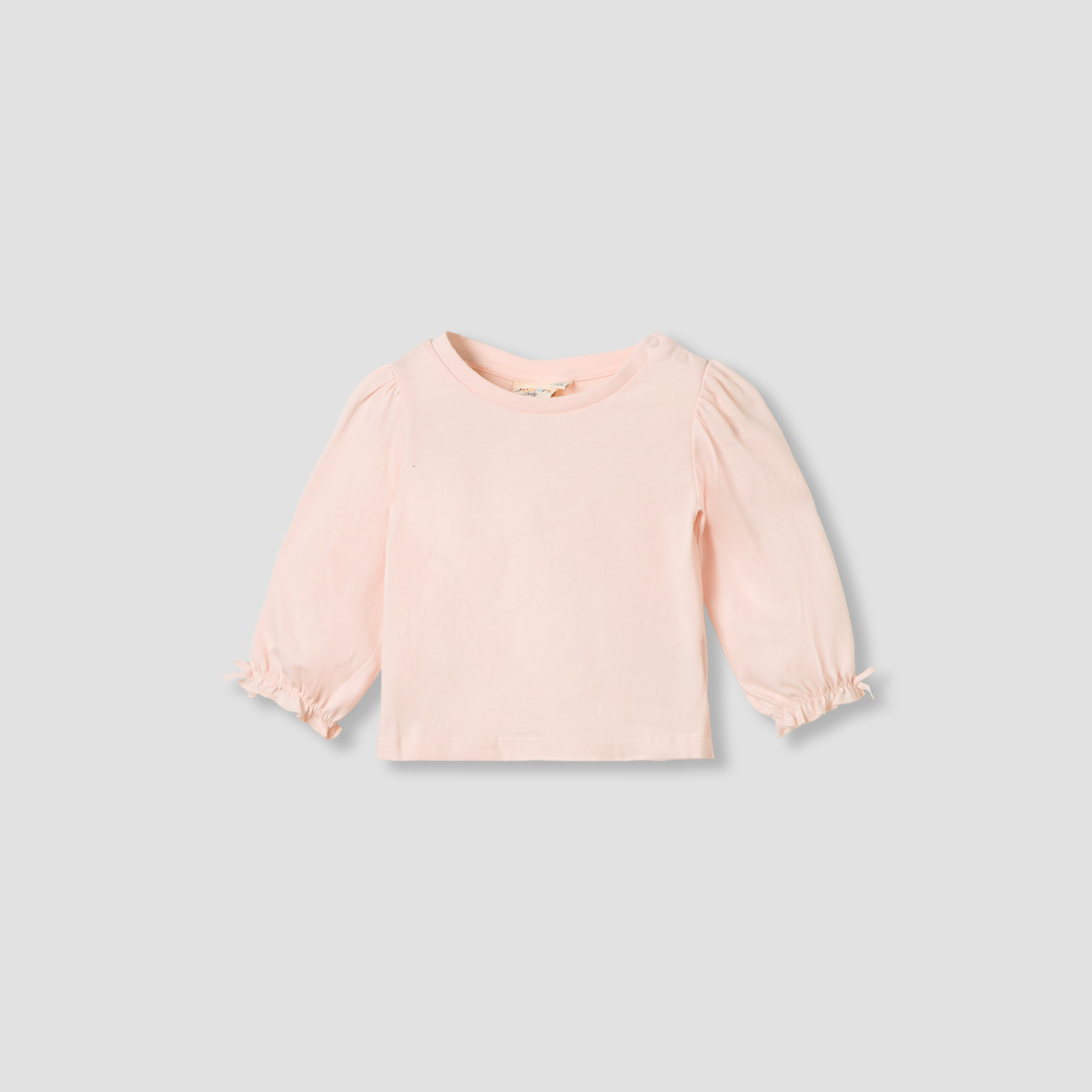 بلوزة بياقة مستديرة مزينة بفيونكات للبنات - قطن - أكمام طويلة من جونيورز-baby-girls-clothing-tshirts-image-1