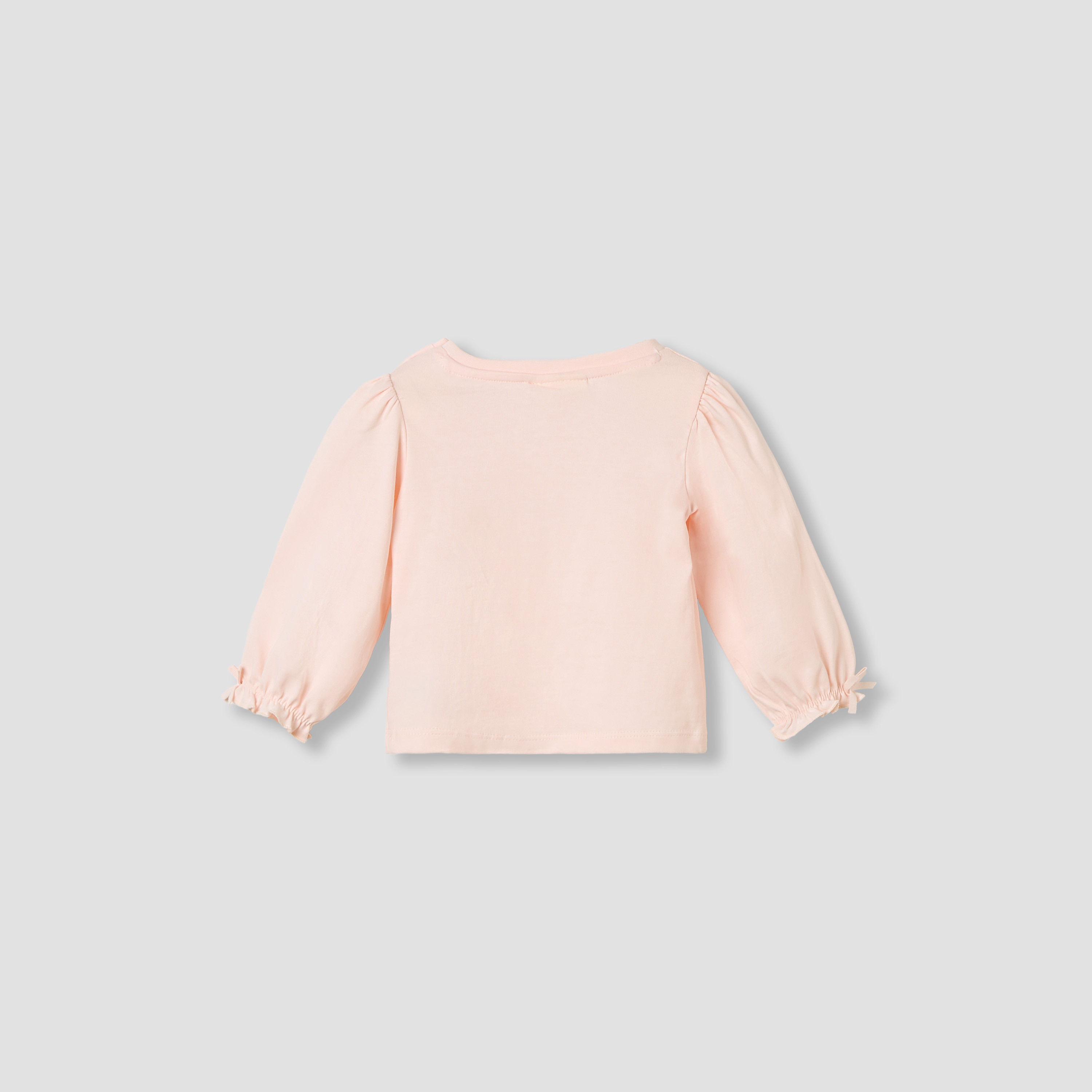 Juniors Girls Crew Neck Top with Bow Accents - Cotton - Long Sleeves-baby-girls-clothing-tshirts-image-2