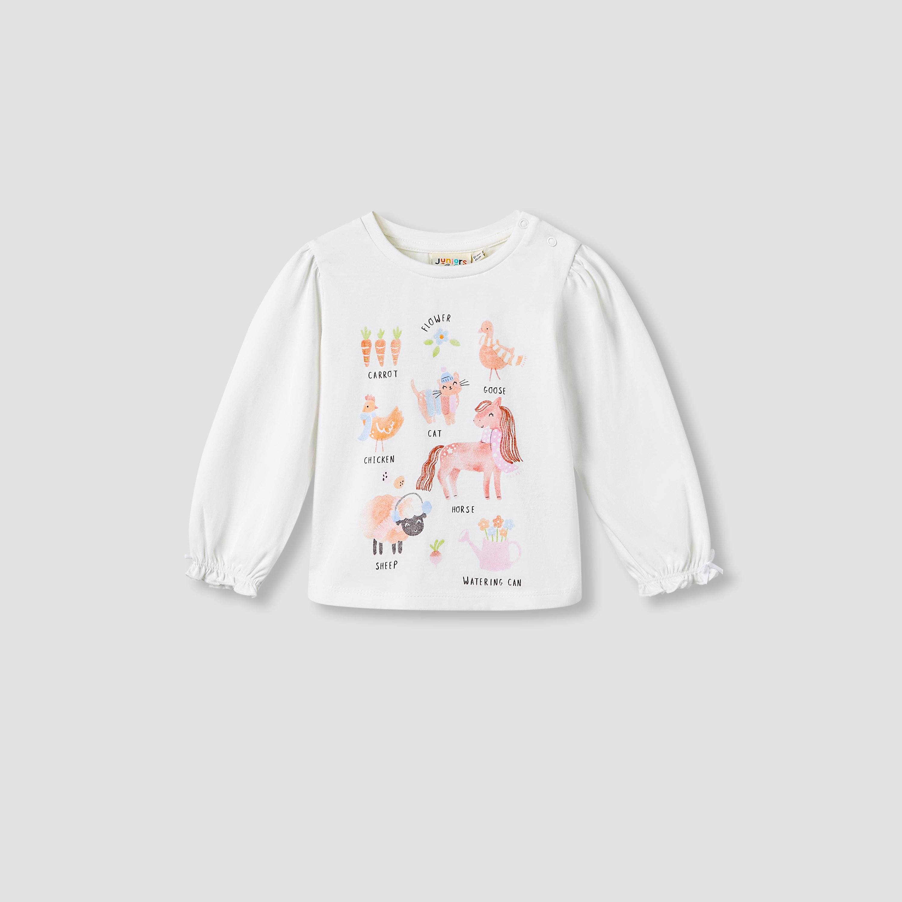 Juniors Girls Round Neck T-shirt with Graphic Print - Cotton - Long Sleeves-baby-girls-clothing-tshirts-image-1