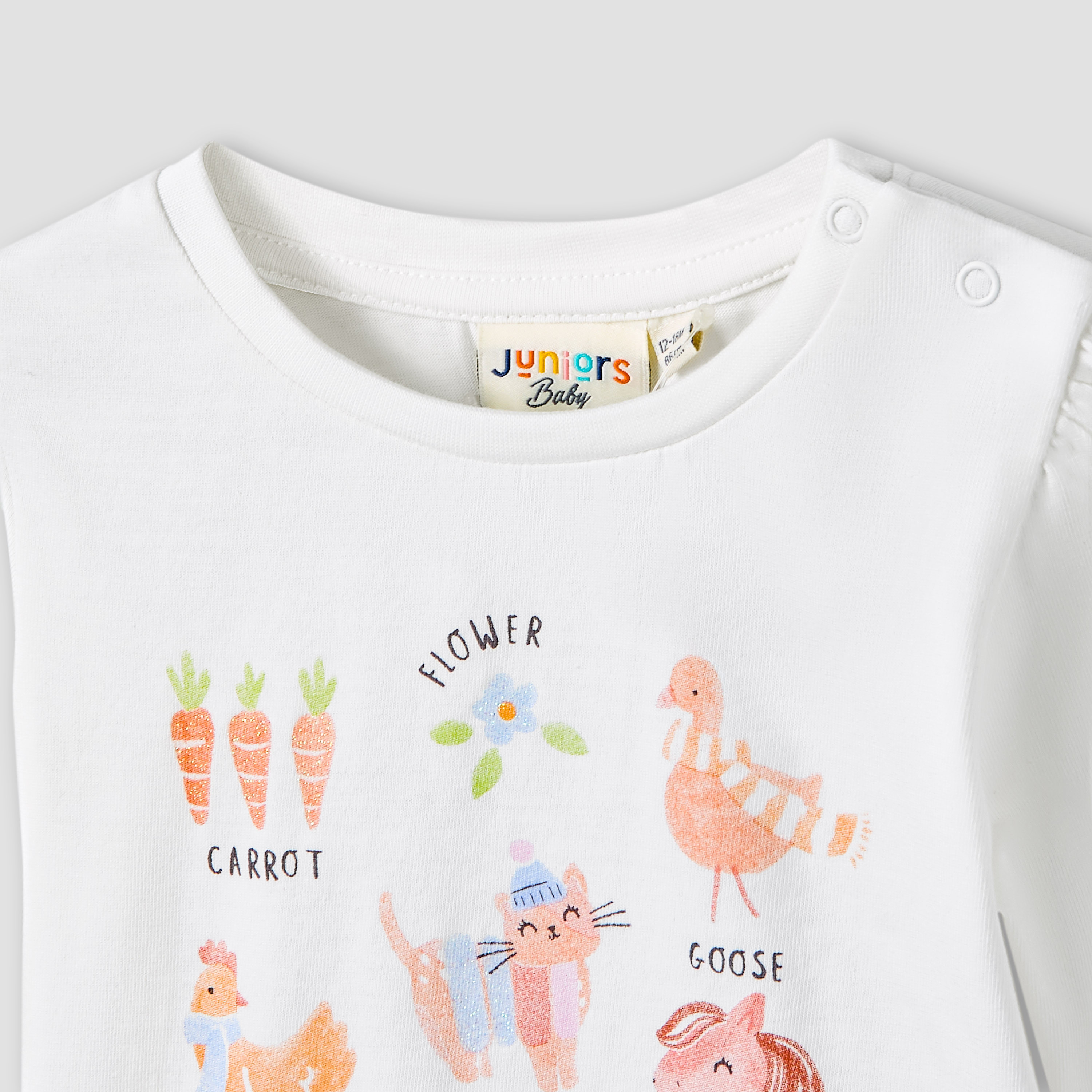Juniors Girls Round Neck T-shirt with Graphic Print - Cotton - Long Sleeves-baby-girls-clothing-tshirts-image-3
