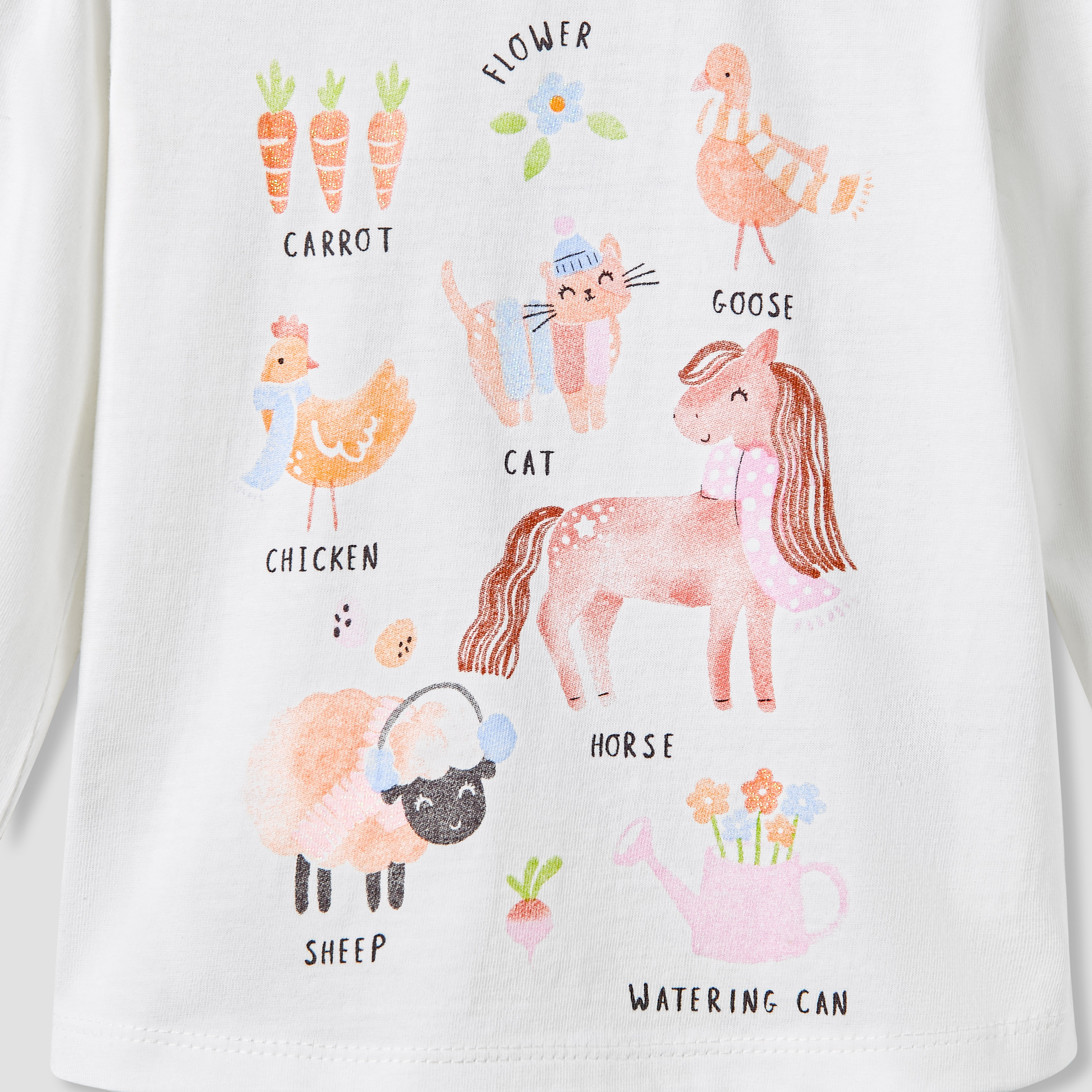 Juniors Girls Round Neck T-shirt with Graphic Print - Cotton - Long Sleeves-baby-girls-clothing-tshirts-image-4