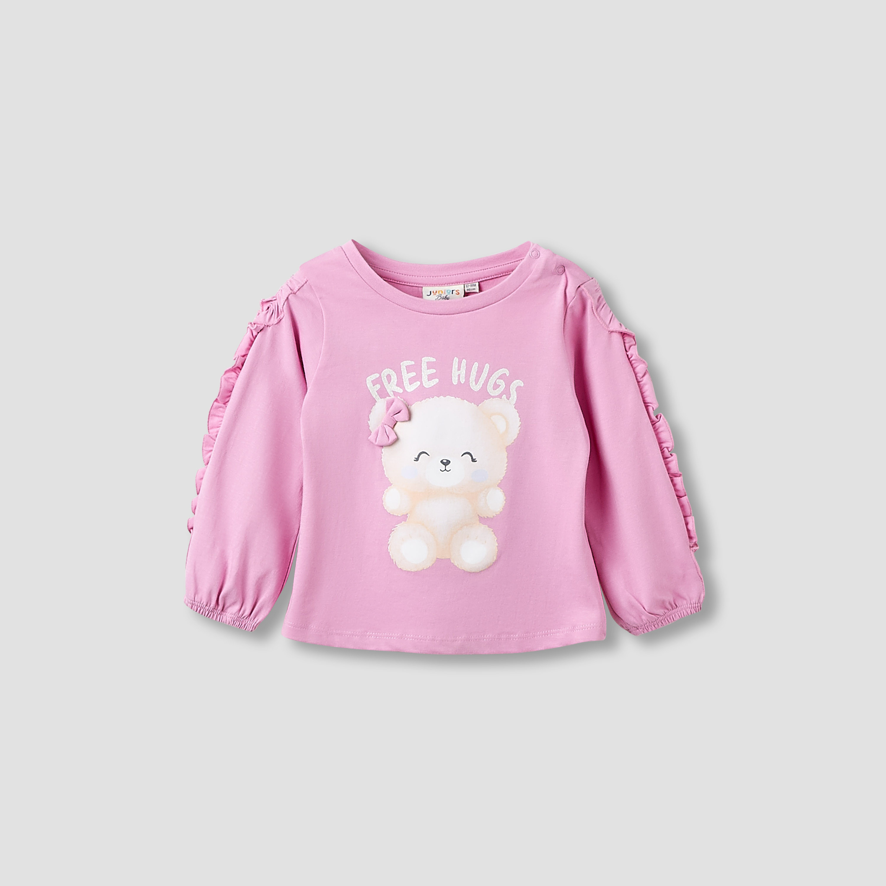 Juniors Girls Round Neck T-shirt with Graphic Print - Cotton - Long Sleeve - Set of 2-baby-girls-clothing-tshirts-image-2