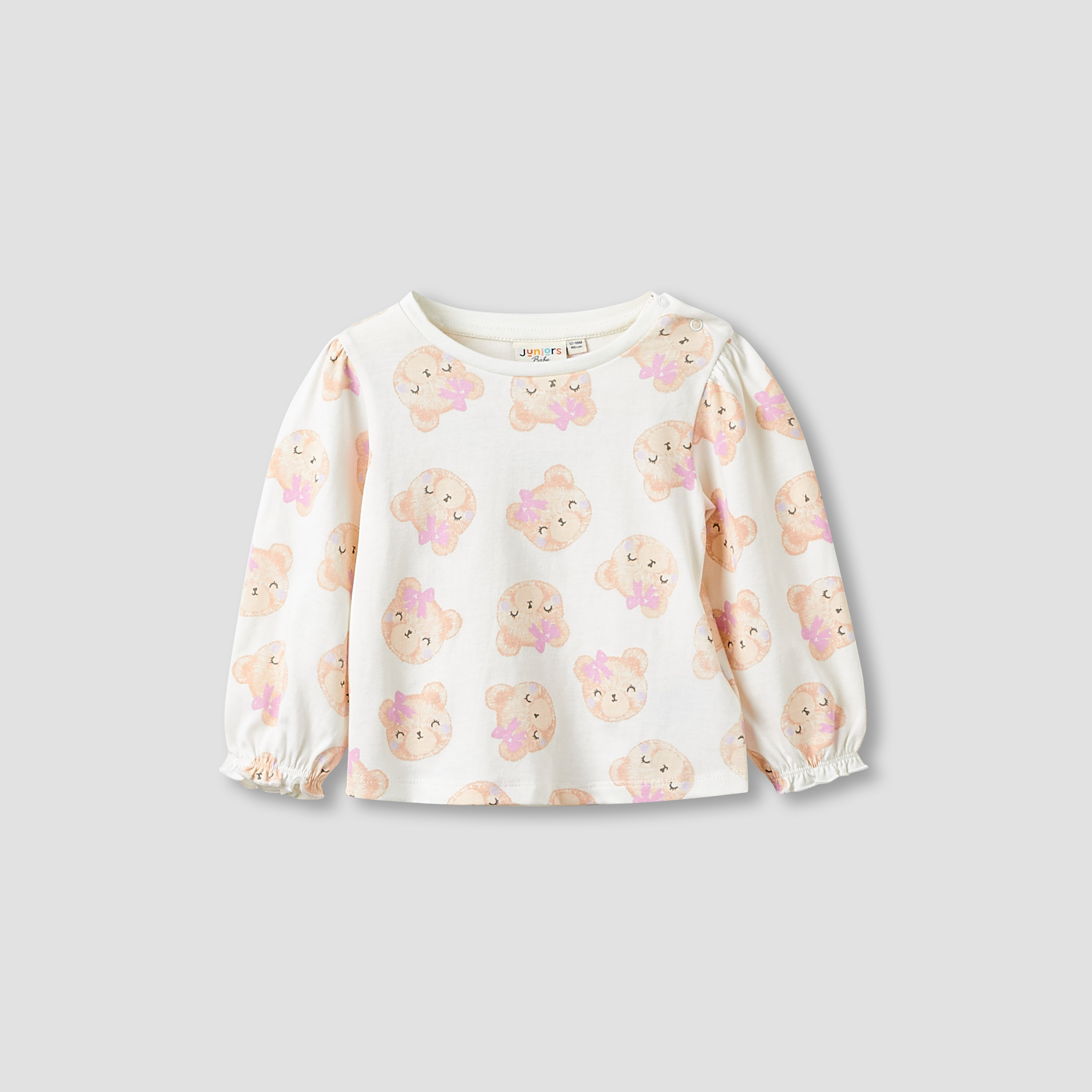 Juniors Girls Round Neck T-shirt with Graphic Print - Cotton - Long Sleeve - Set of 2-baby-girls-clothing-tshirts-image-3