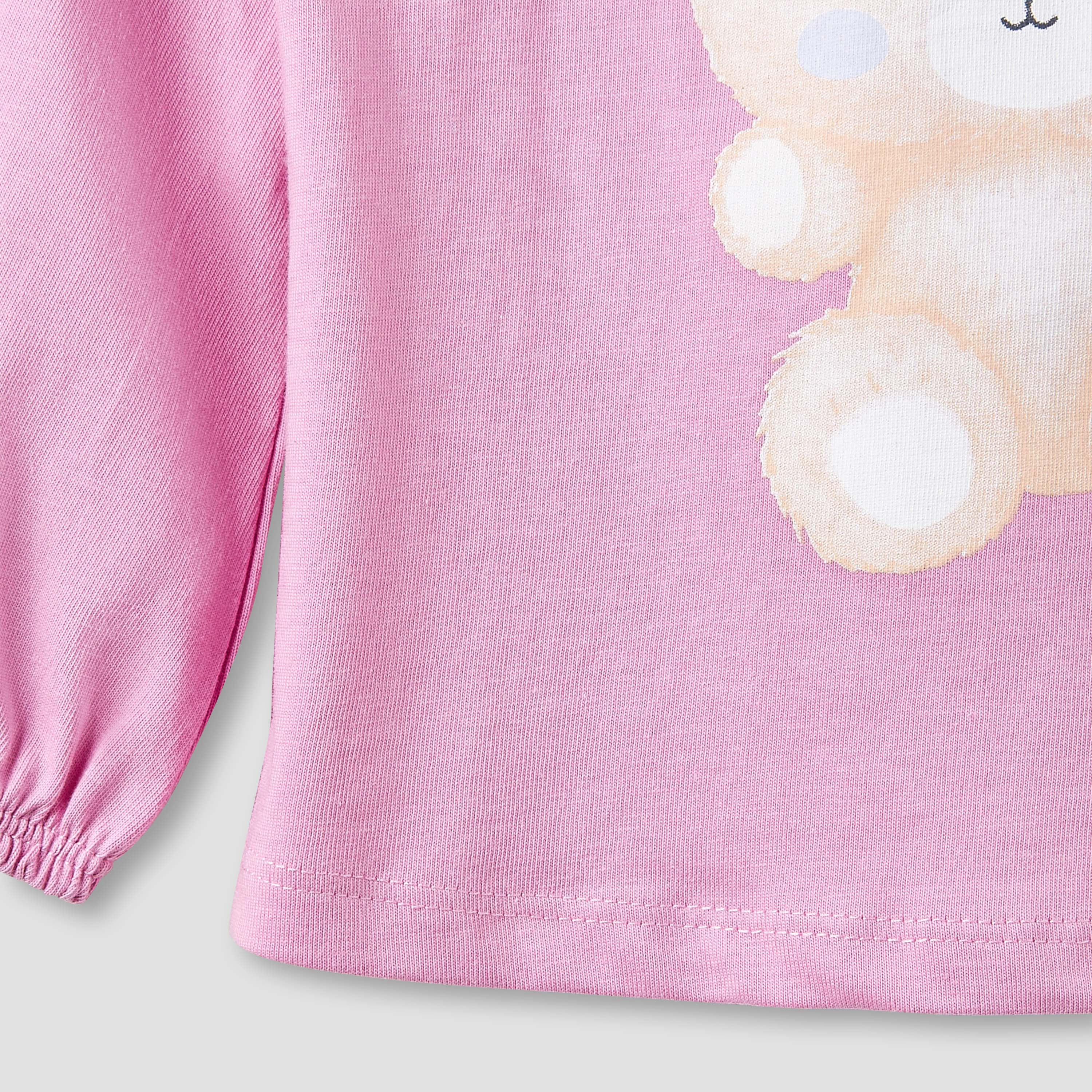 Juniors Girls Round Neck T-shirt with Graphic Print - Cotton - Long Sleeve - Set of 2-baby-girls-clothing-tshirts-image-5