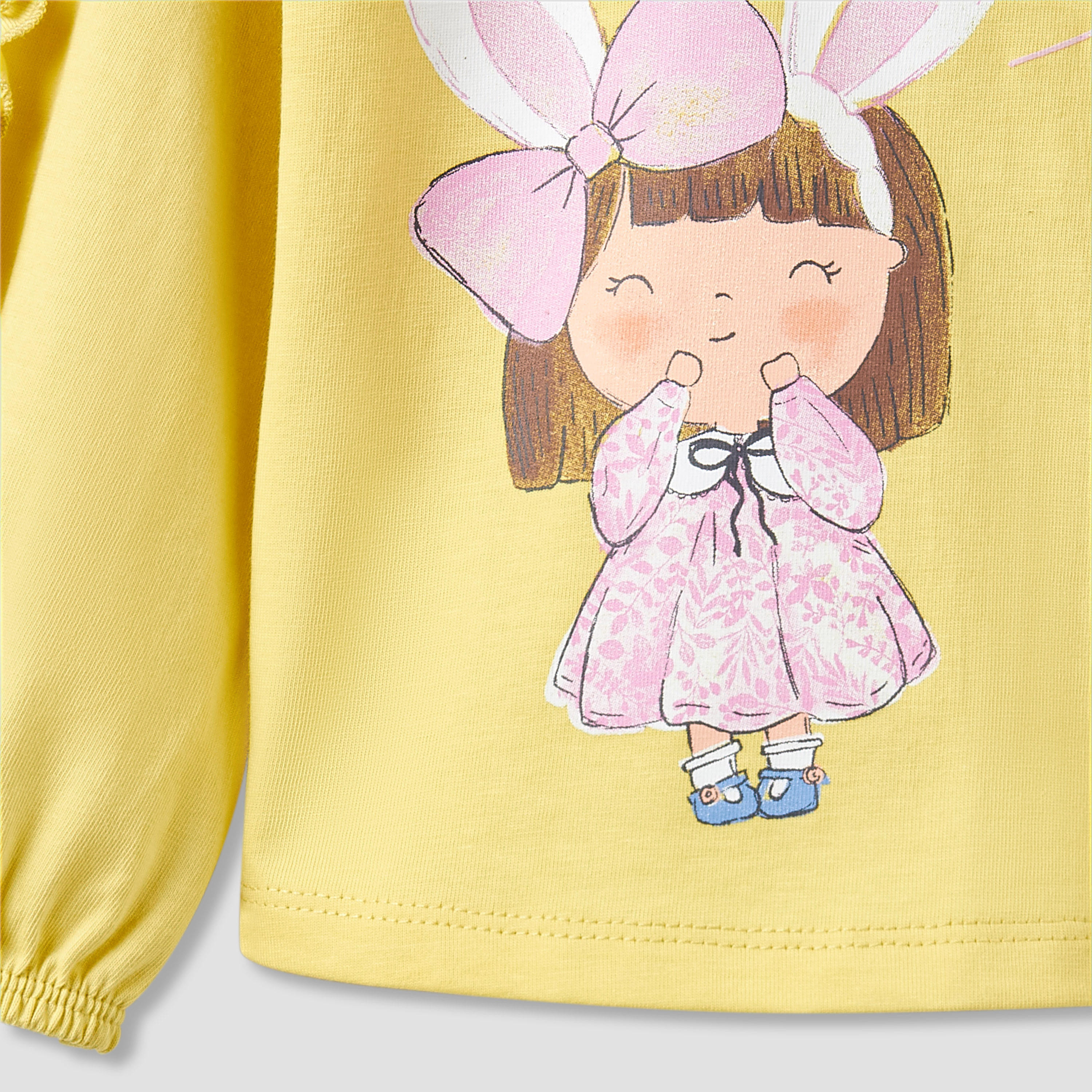 تيشيرتات قطن بأكمام طويلة وياقة مستديرة وطبعات للفتيات من جونيورز - طقم من قطعتين-baby-girls-clothing-tshirts-image-5