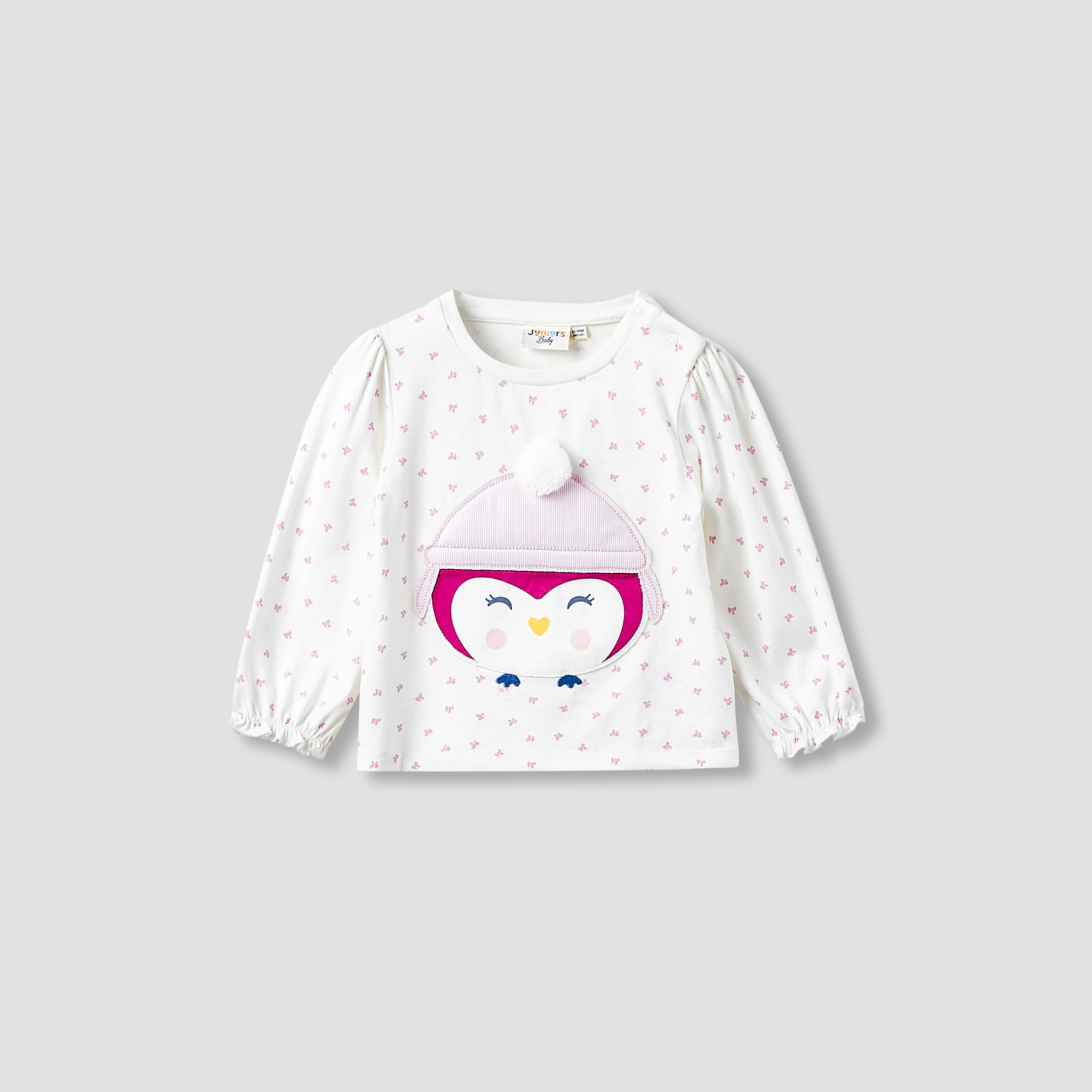 Juniors Girls Collar Neck T-shirt with Assorted Print - Cotton - Long Sleeves - Set of 2-baby-girls-clothing-tshirts-image-2