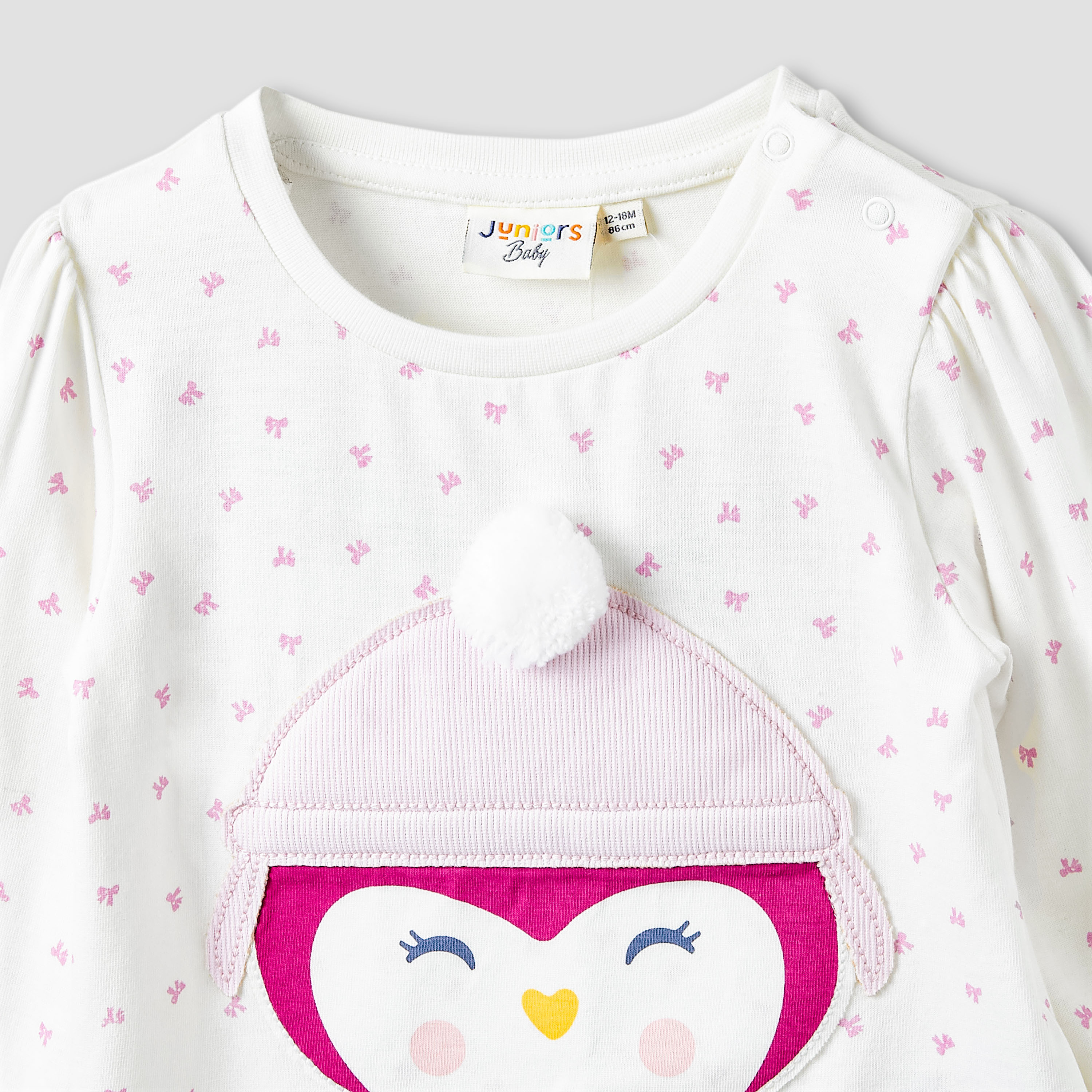 Juniors Girls Collar Neck T-shirt with Assorted Print - Cotton - Long Sleeves - Set of 2-baby-girls-clothing-tshirts-image-4