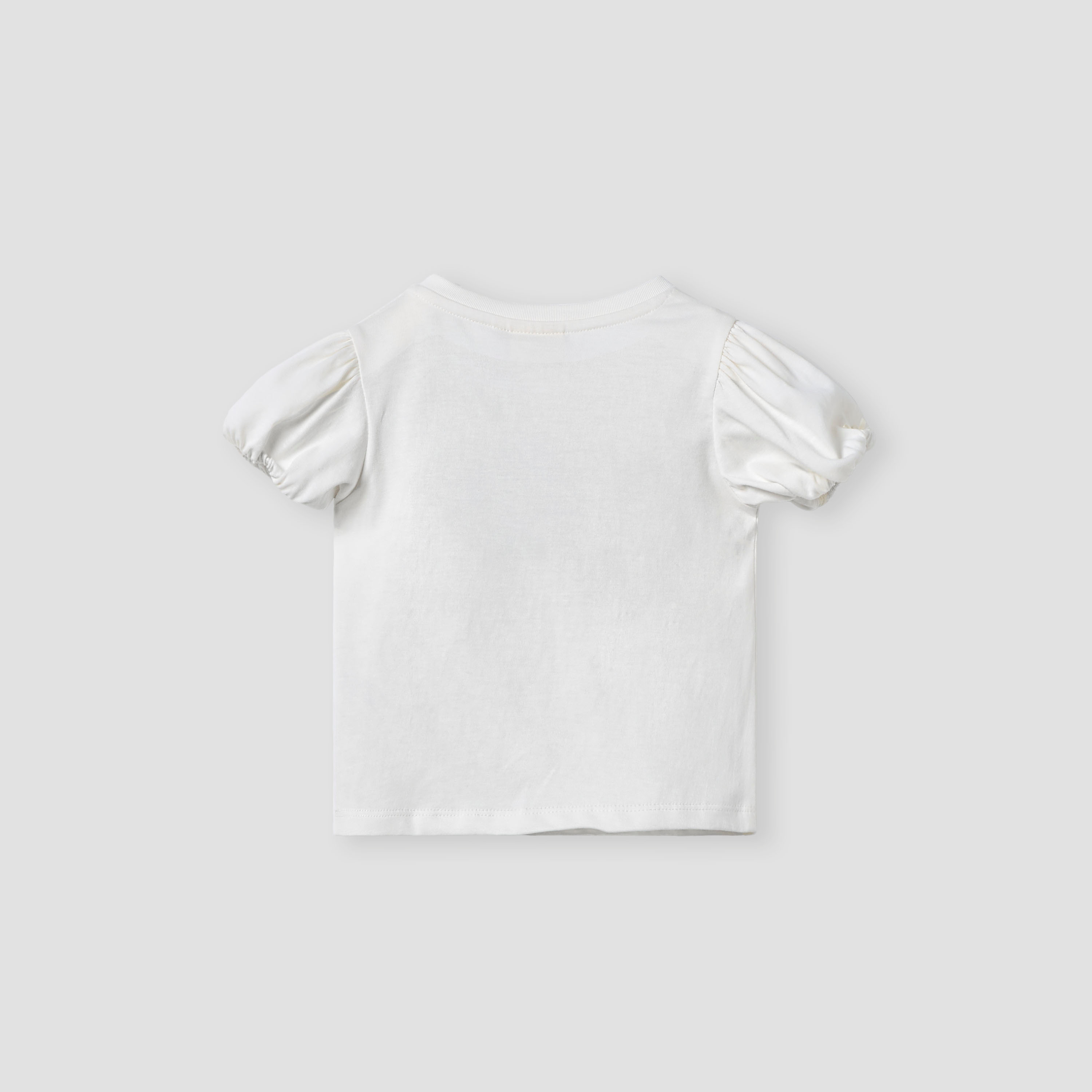Juniors Floral Print T-shirt with Puff Sleeves-baby-girls-clothing-tshirts-image-2