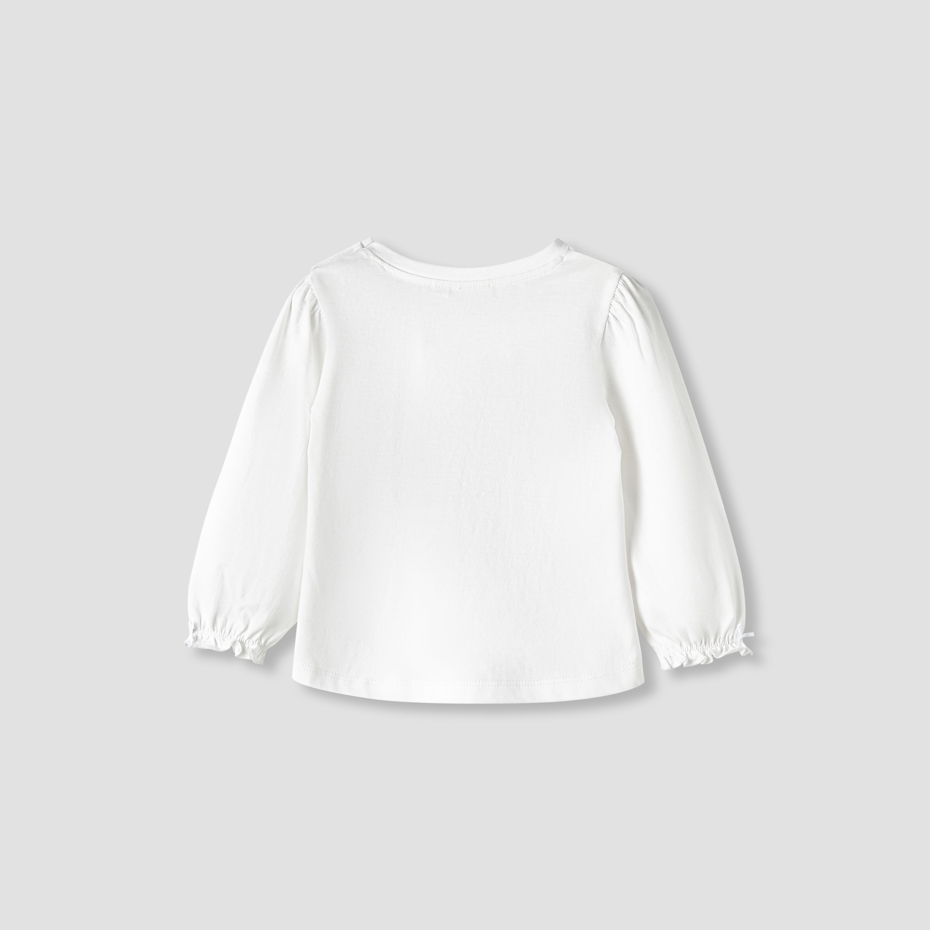 Juniors Girls Round Neck T-shirt with Snap Button Closure - Cotton - Long Sleeves-baby-girls-clothing-tshirts-image-2