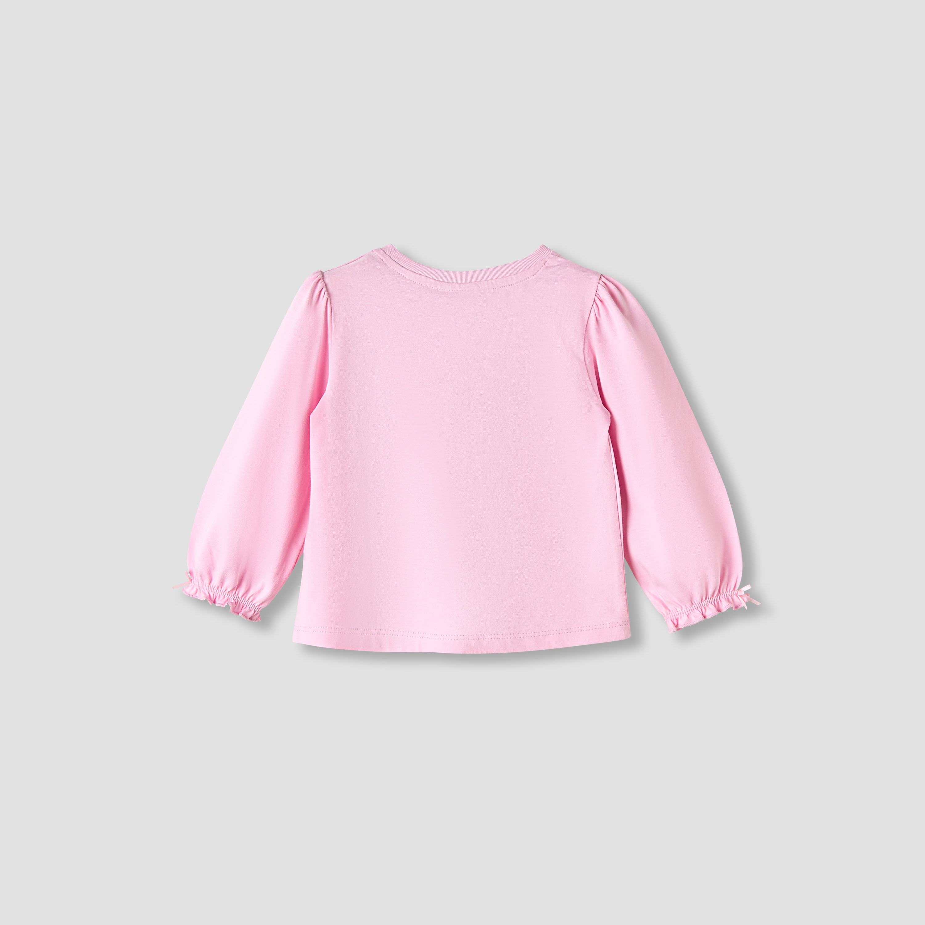 Juniors Girls Round Neck T-shirt with Snap Button Closure - Cotton - Long Sleeves-baby-girls-clothing-tshirts-image-2