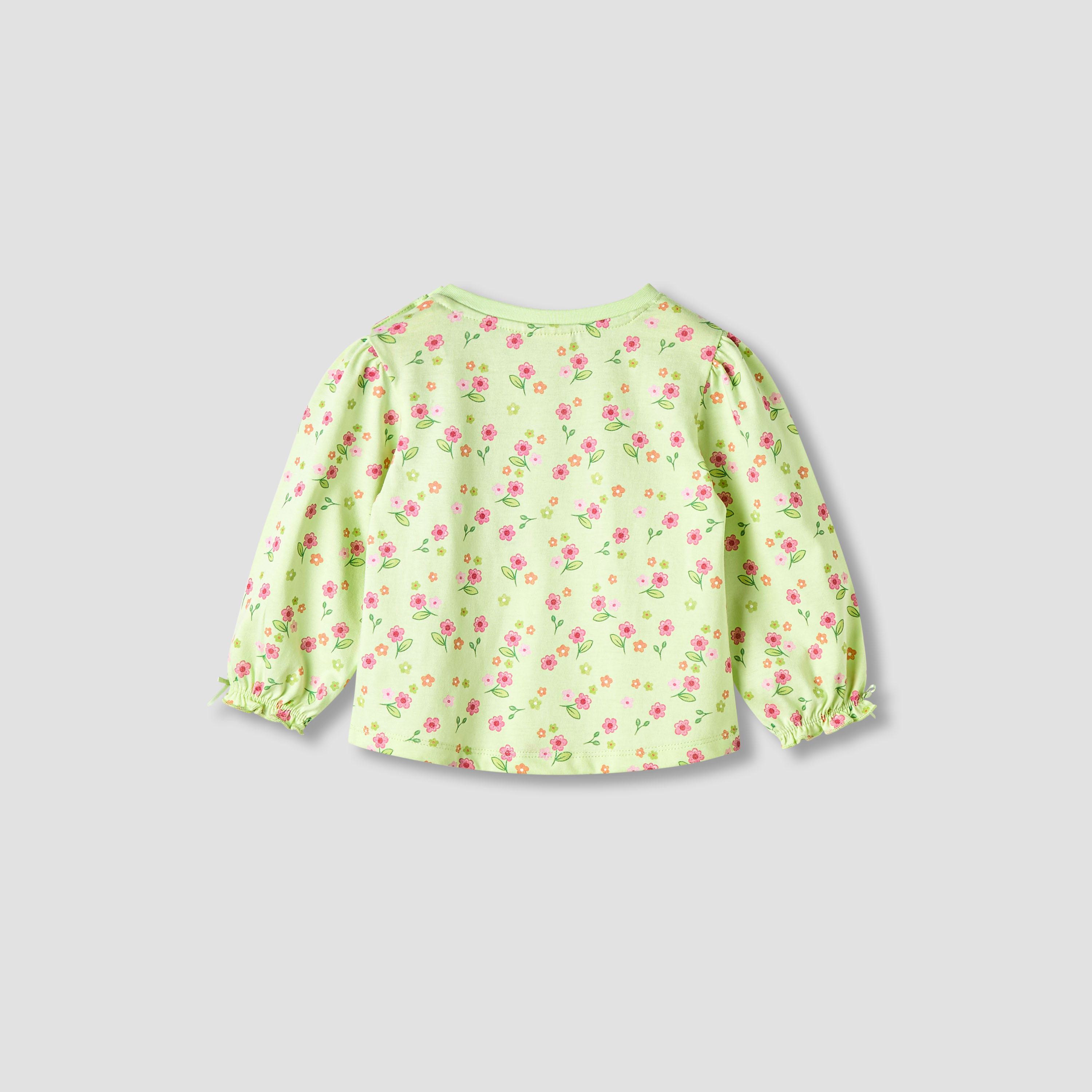 Juniors Girls Round Neck T-shirt with Snap Button Closure - Cotton - Long Sleeves-baby-girls-clothing-tshirts-image-2