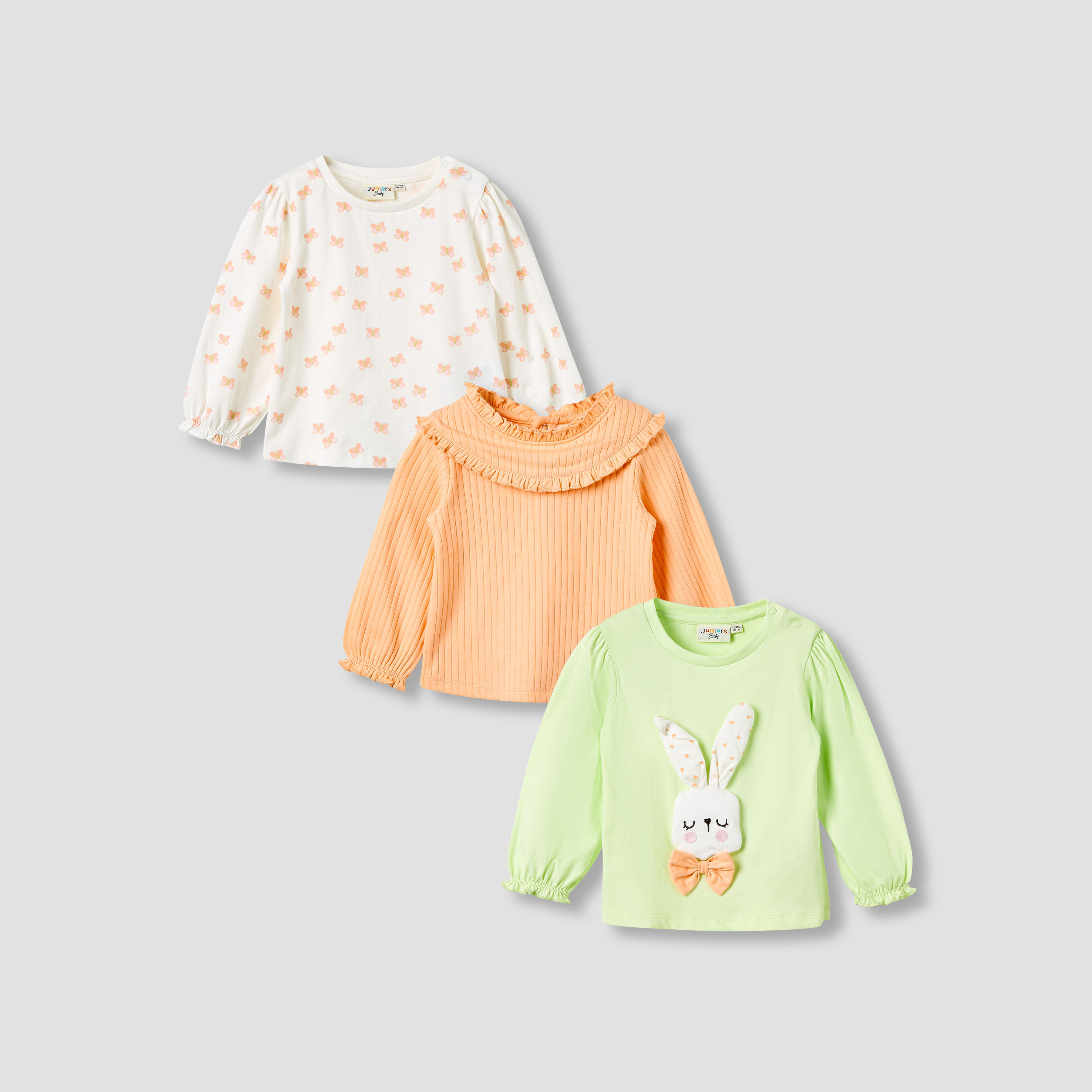Juniors Girls Round Neck T-shirt - Cotton - Long Sleeves-baby-girls-clothing-multipacks-image-1