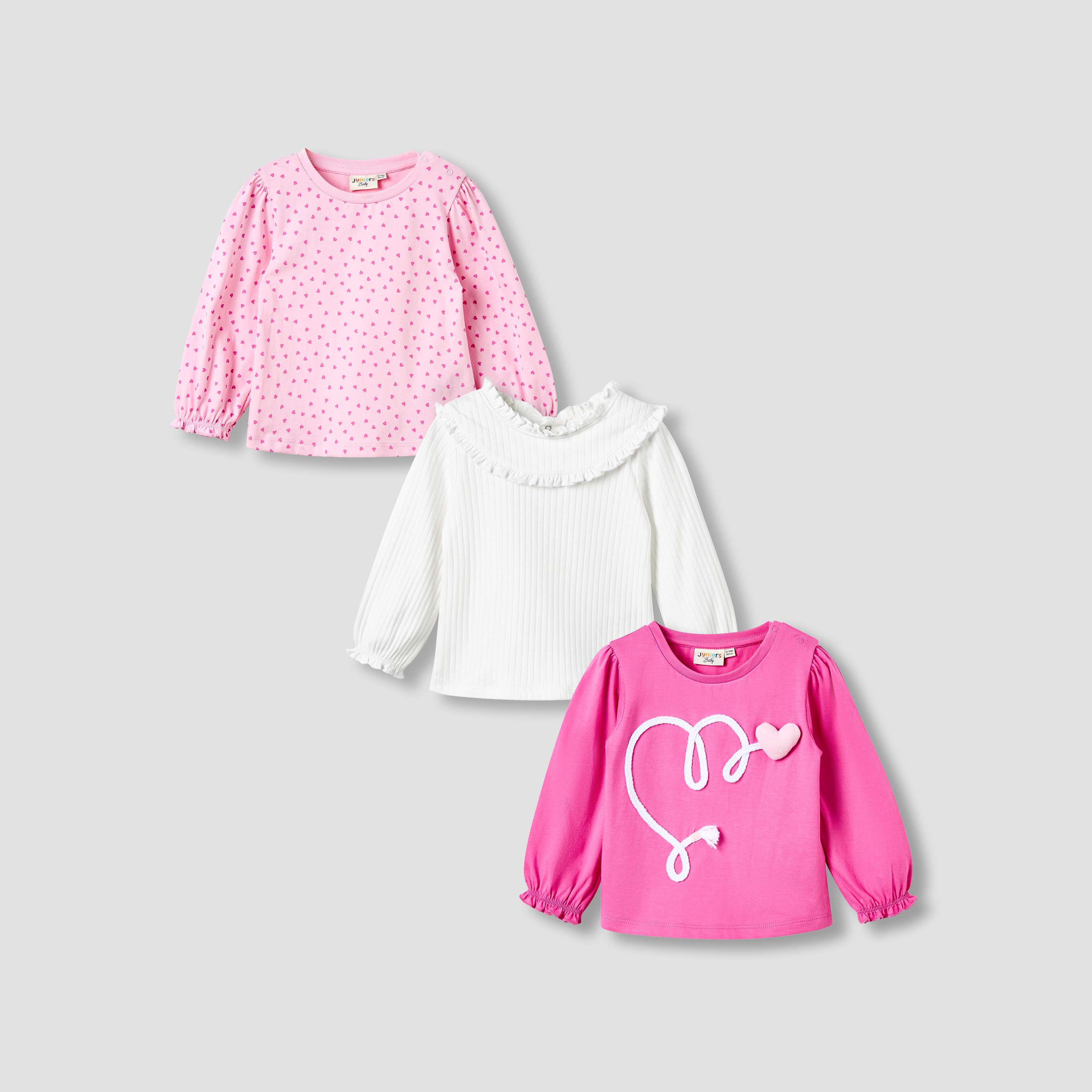 Juniors Girls Round Neck T-shirt - Cotton - Long Sleeves-baby-girls-clothing-multipacks-image-1