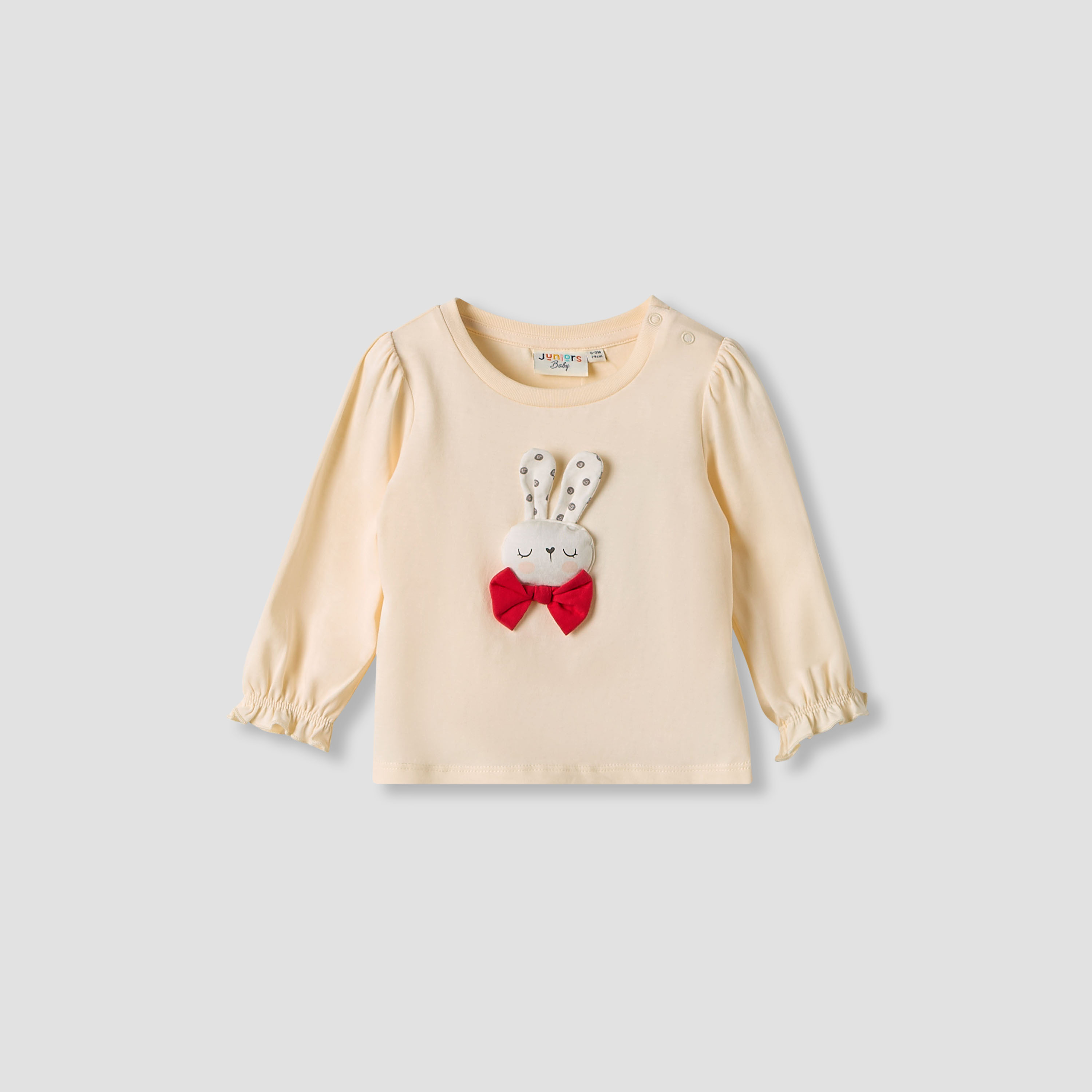 Juniors Girls Round Neck T-shirt with Snap Button Closure - Cotton - Long Sleeves - Set of 3-baby-girls-clothing-setsandcoords-image-2