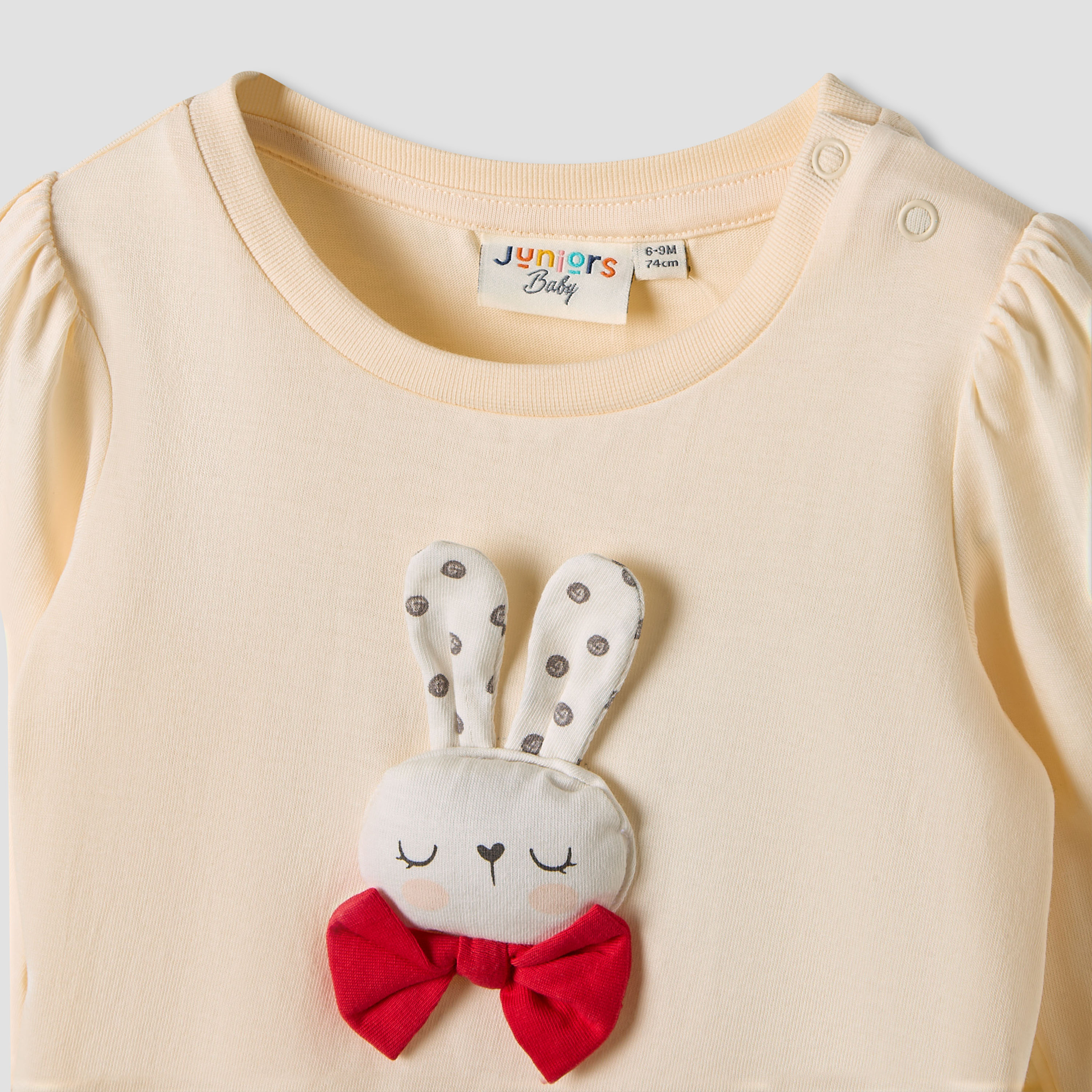 Juniors Girls Round Neck T-shirt with Snap Button Closure - Cotton - Long Sleeves - Set of 3-baby-girls-clothing-setsandcoords-image-5