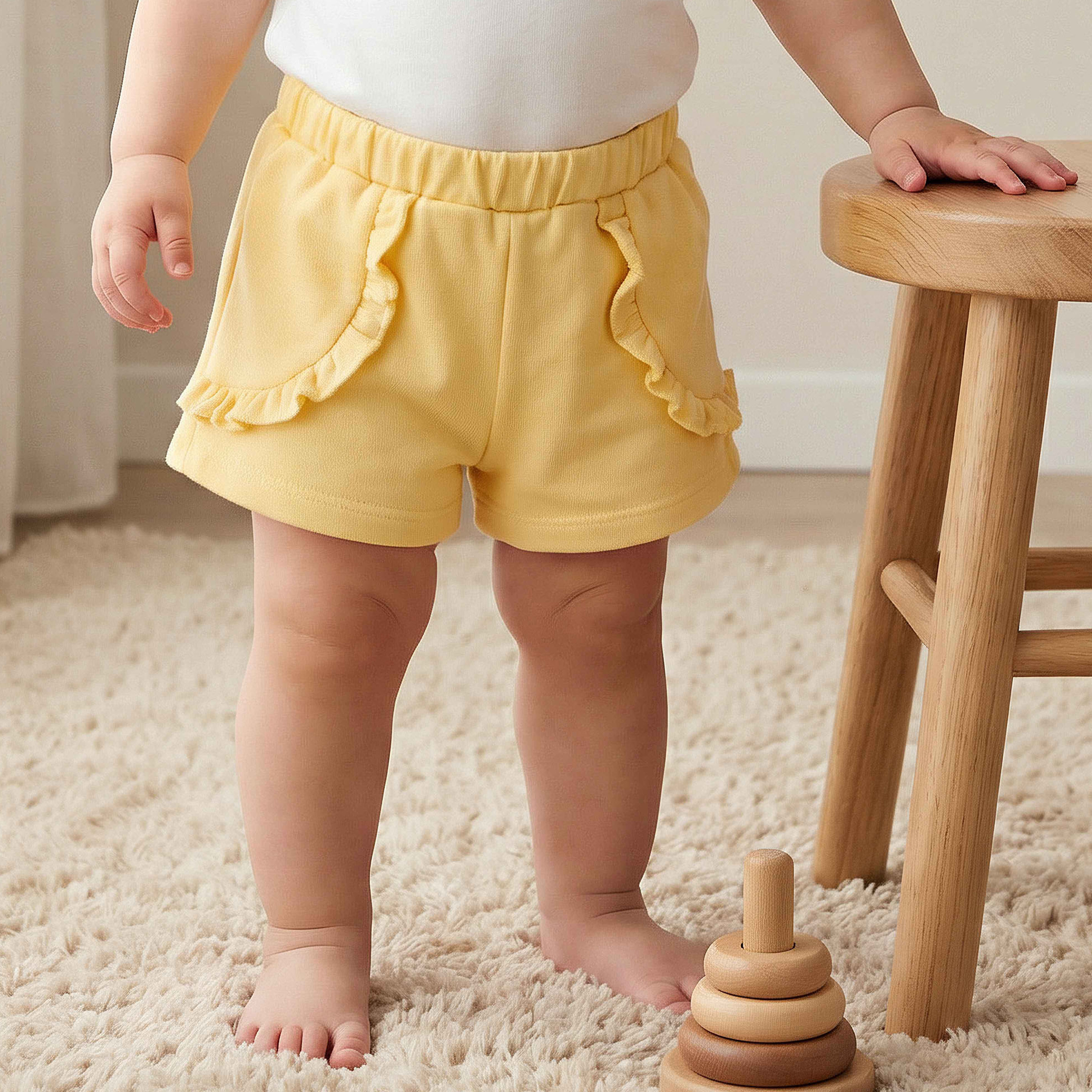 Juniors Ruffle Detail Shorts with Elasticated Waistband-baby-girls-clothing-bottoms-shorts-image-1