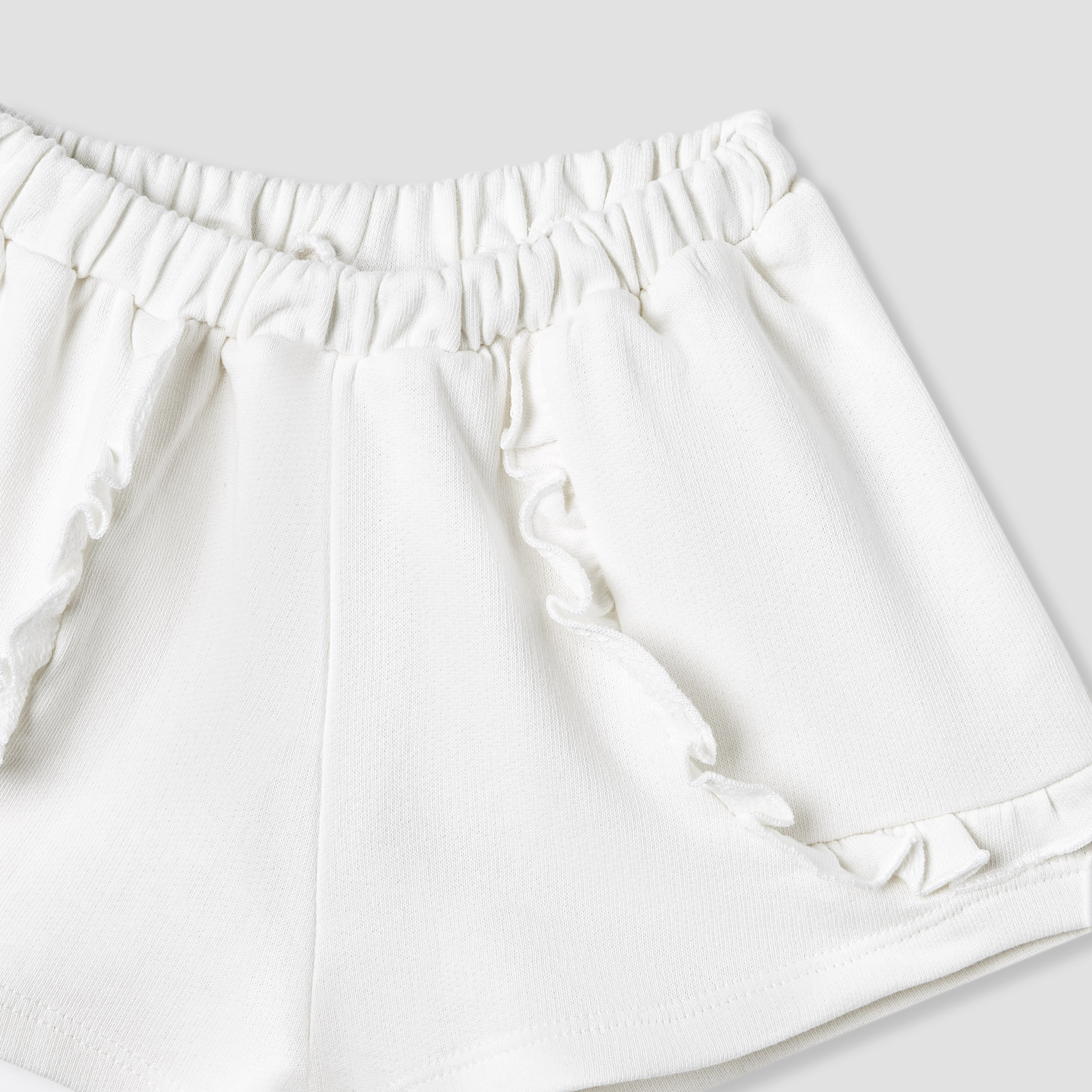 Juniors Solid Shorts with Elasticated Waistband-baby-girls-clothing-bottoms-shorts-image-3