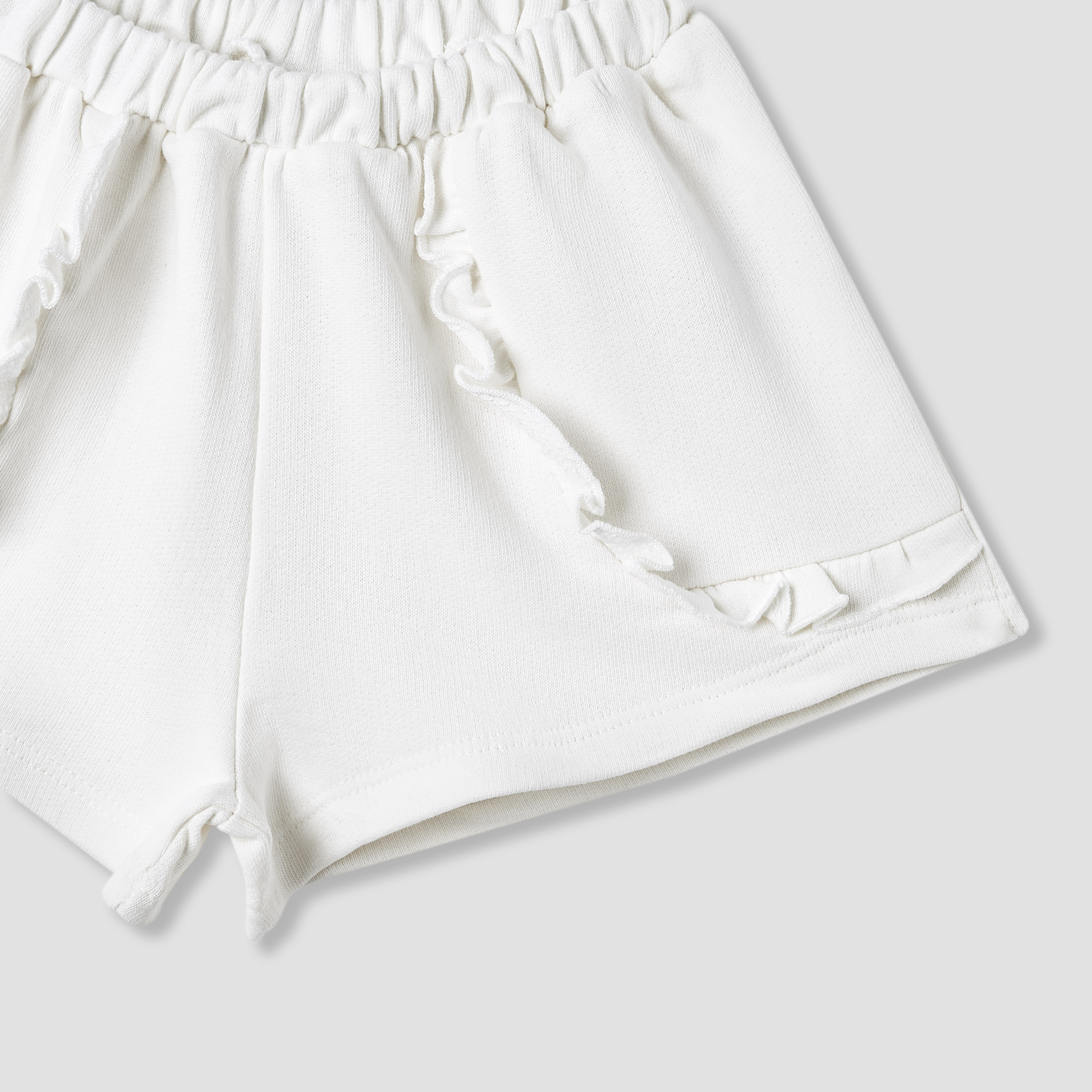 Juniors Solid Shorts with Elasticated Waistband-baby-girls-clothing-bottoms-shorts-image-4
